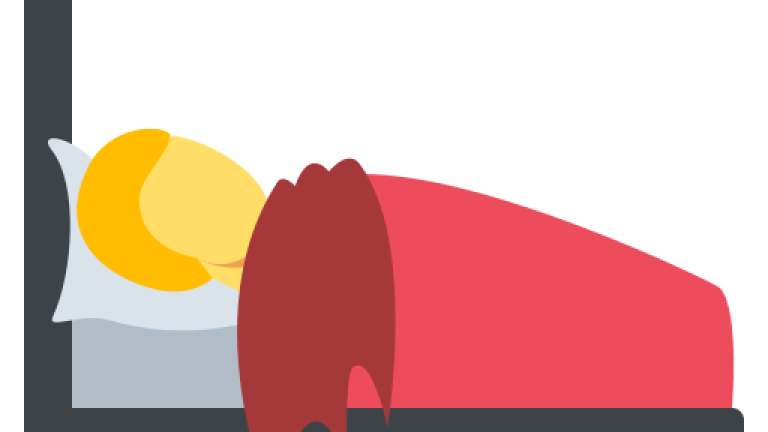 cartoon image of a person laying in bed