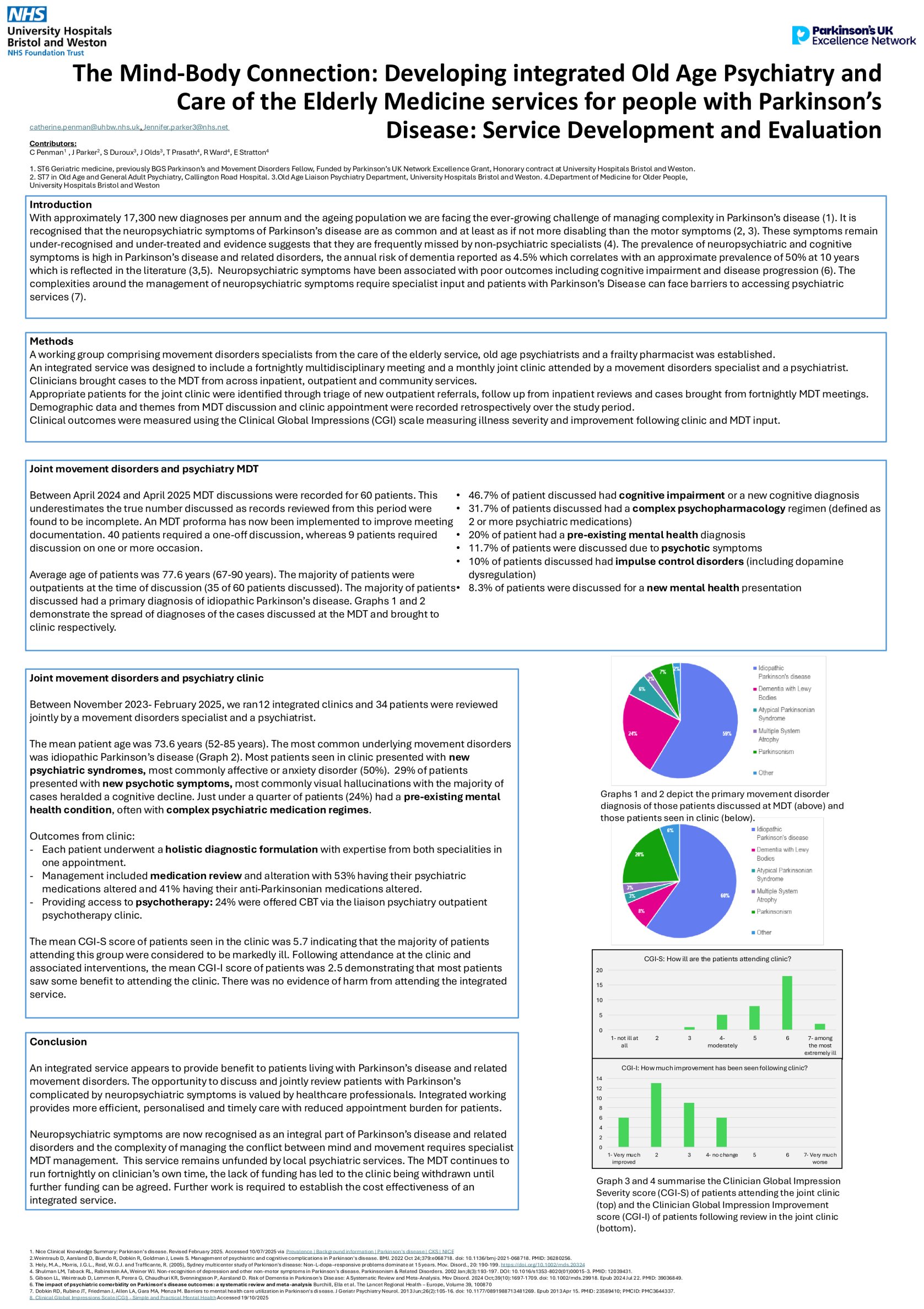 The Mind-Body Connection: Developing integrated Old Age Psychiatry and Care of the Elderly services for people with Parkinson's poster preview image