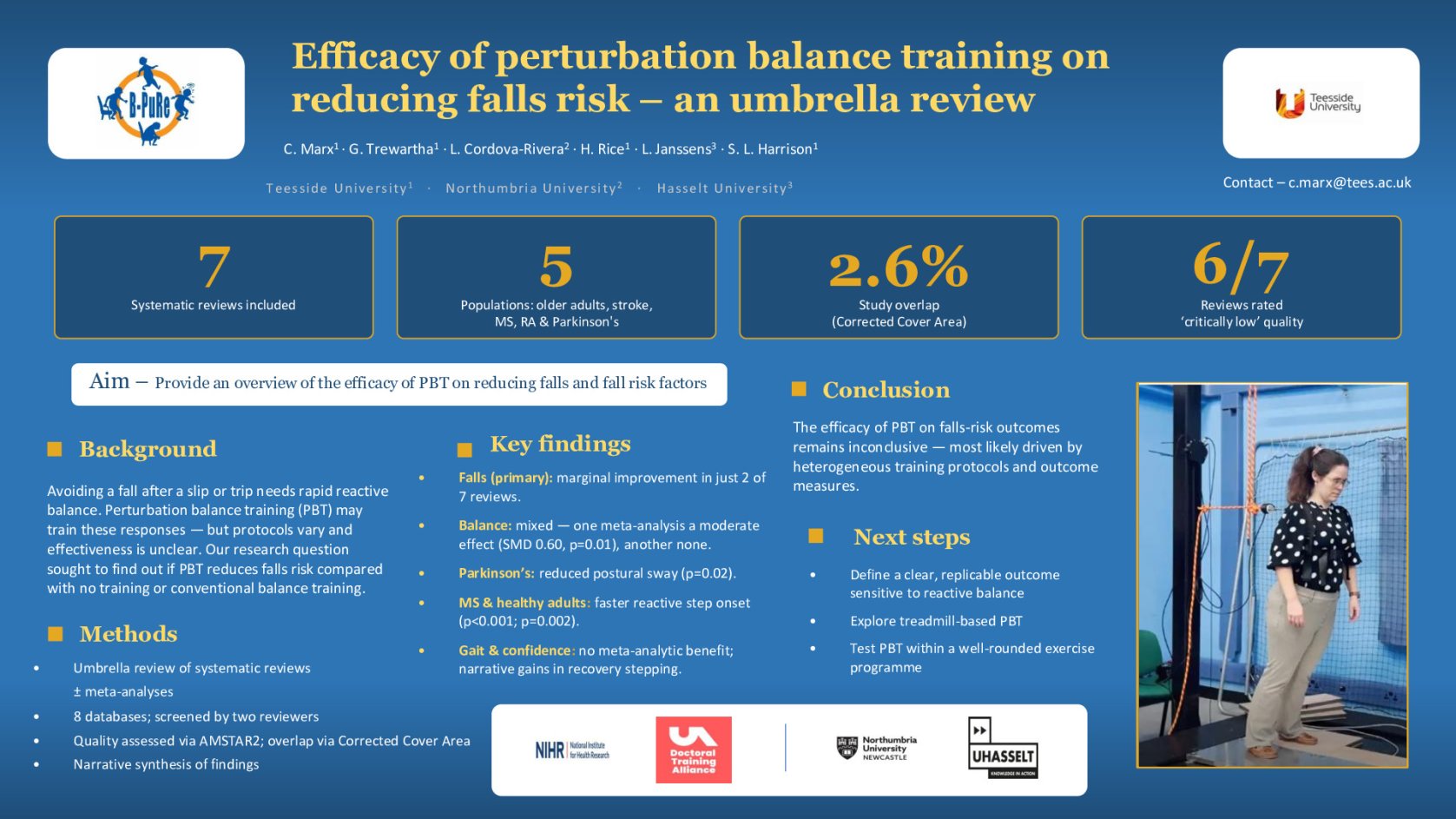 Efficacy of perturbation balance training on reducing falls risk – an umbrella review  poster preview image