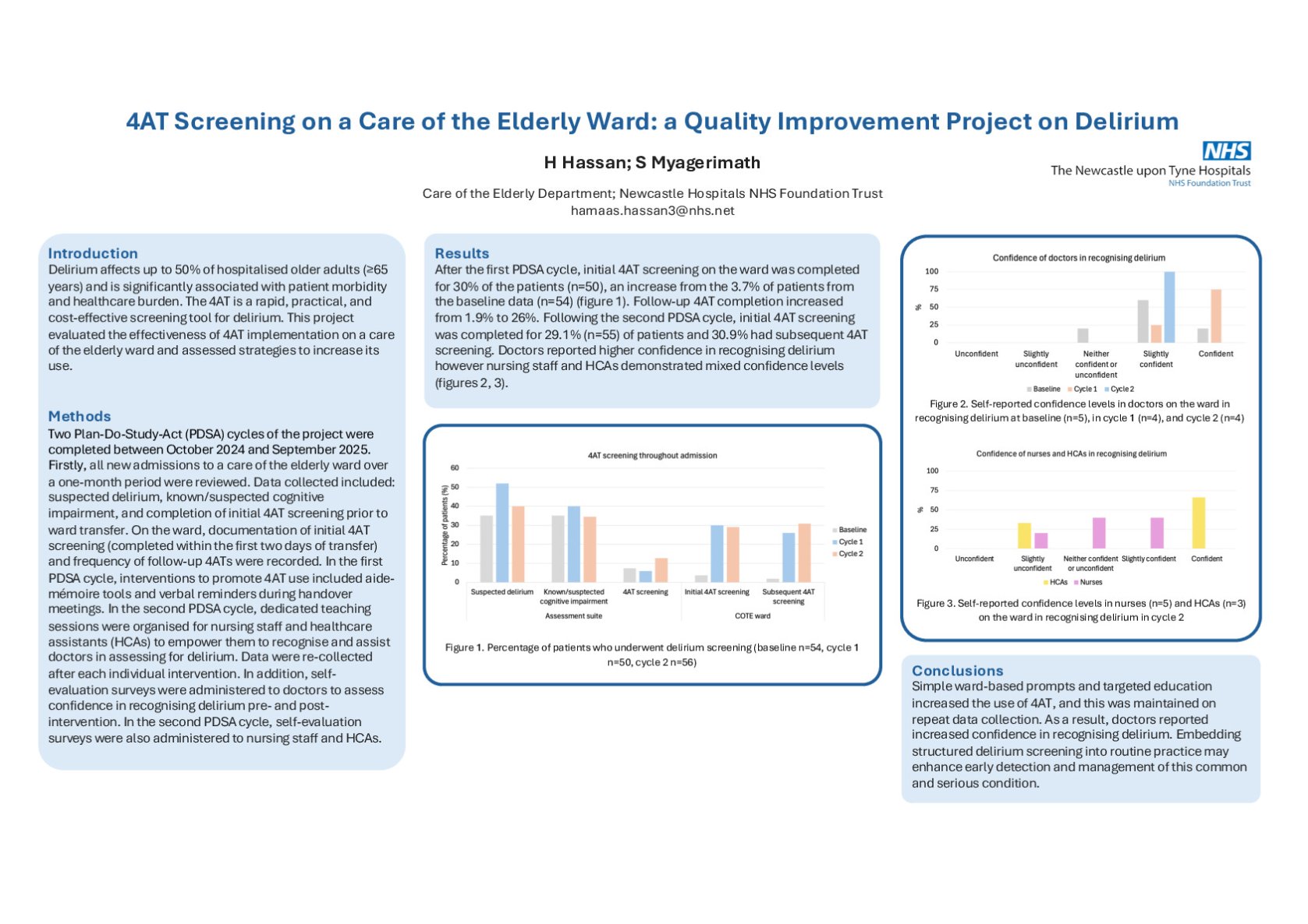 4AT Screening on a Care of the Elderly Ward: a Quality Improvement Project on Delirium poster preview image