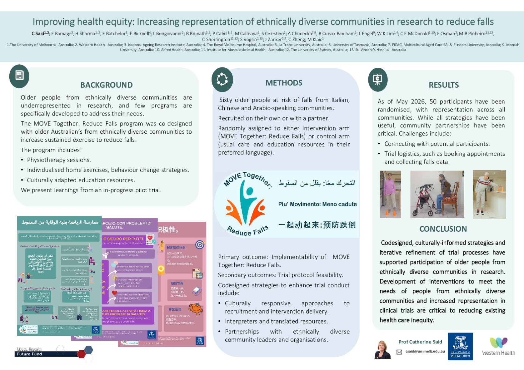Improving health equity: Increasing representation of ethnically diverse communities in research to reduce falls. poster preview image