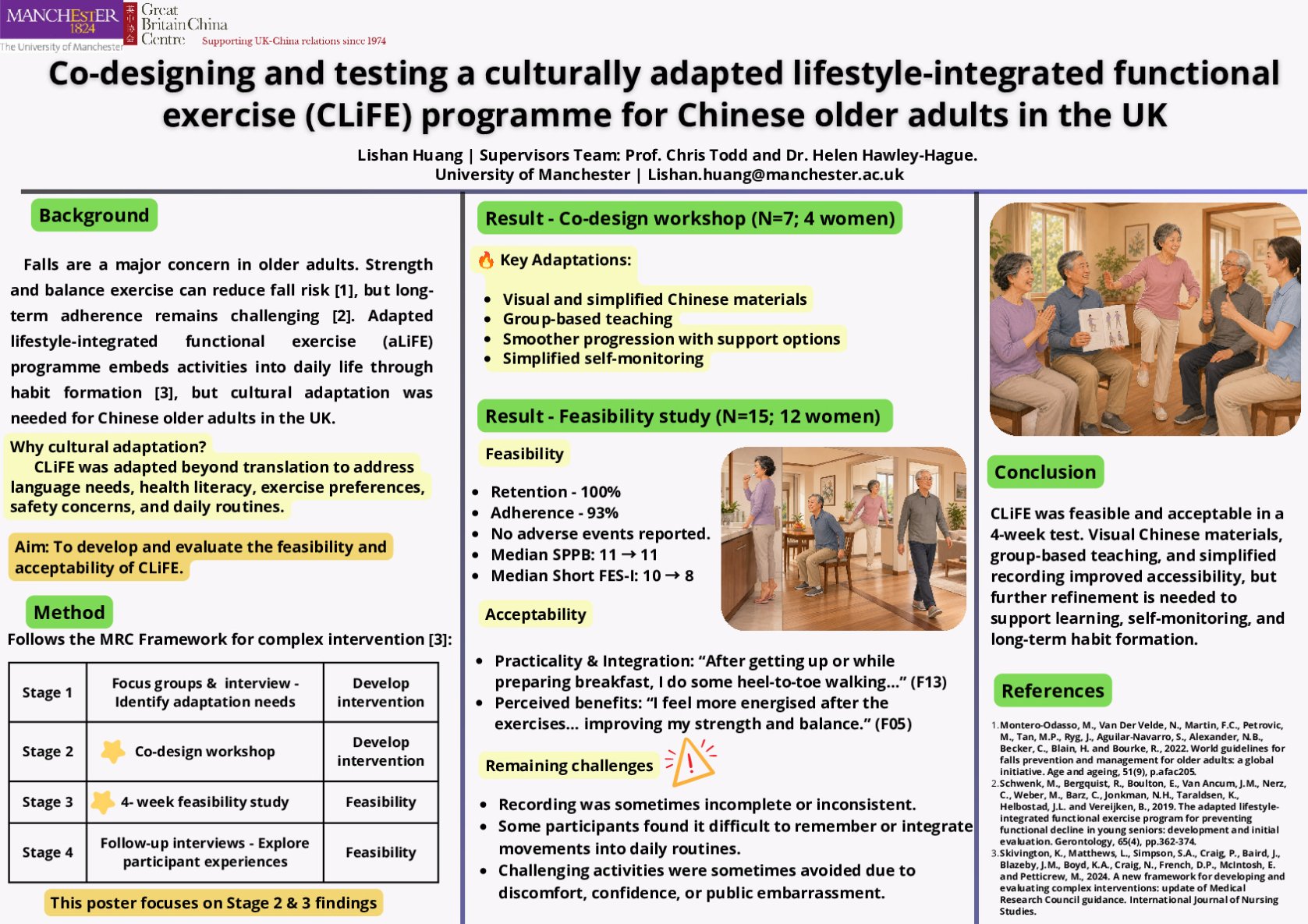 Developing a Chinese version of adapted Integrating Lifestyle Functional Exercise (CLiFE) Programme and Testing its Feasibility poster preview image