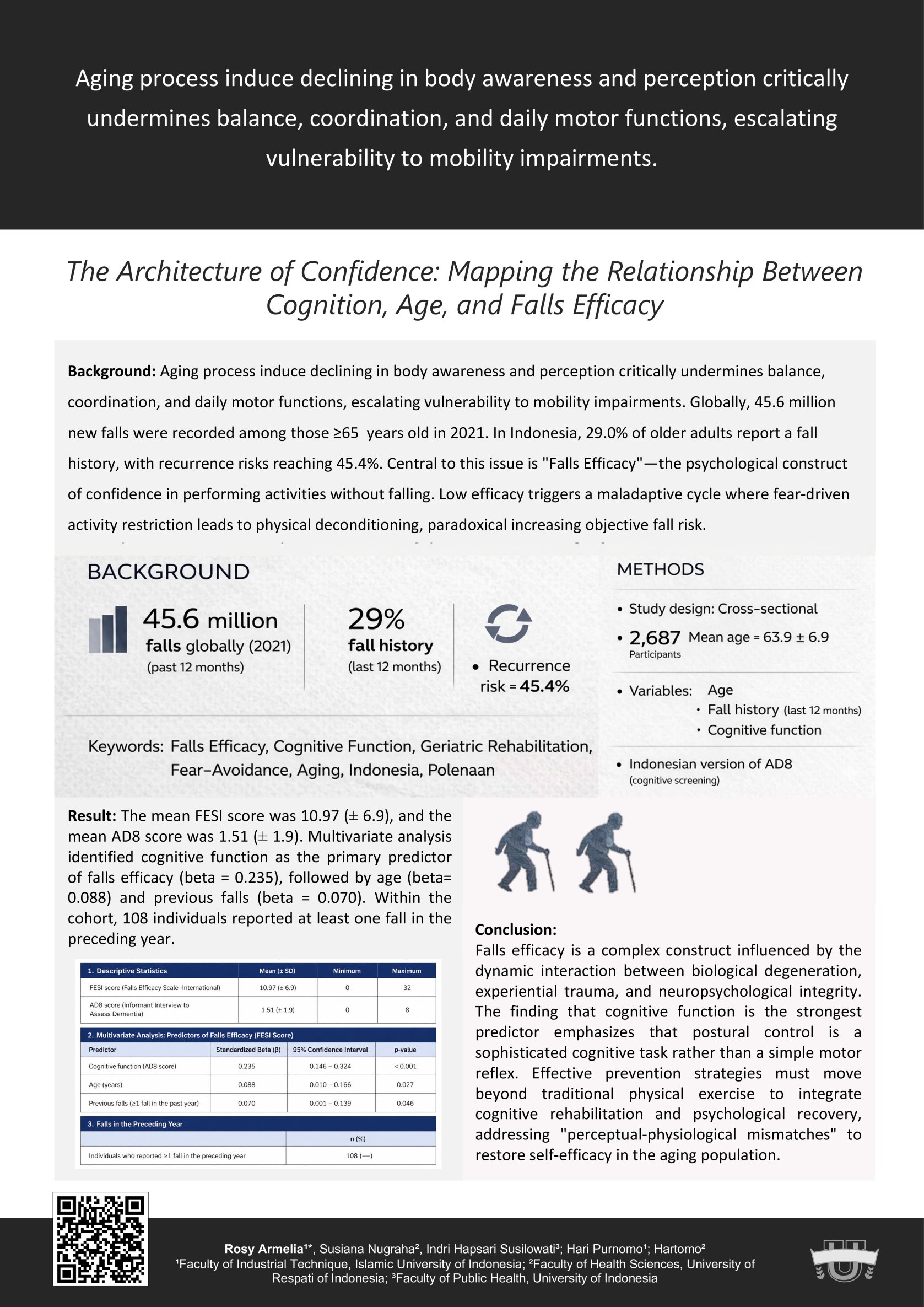 The Architecture of Confidence: Mapping the Relationship Between Cognition, Age, and Falls Efficacy poster preview image