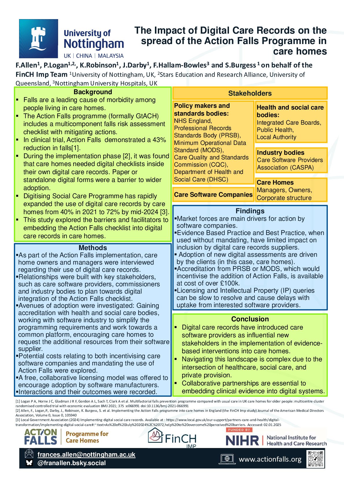The Impact of Digital Care Records on the spread of the Action Falls Programme in care homes poster preview image