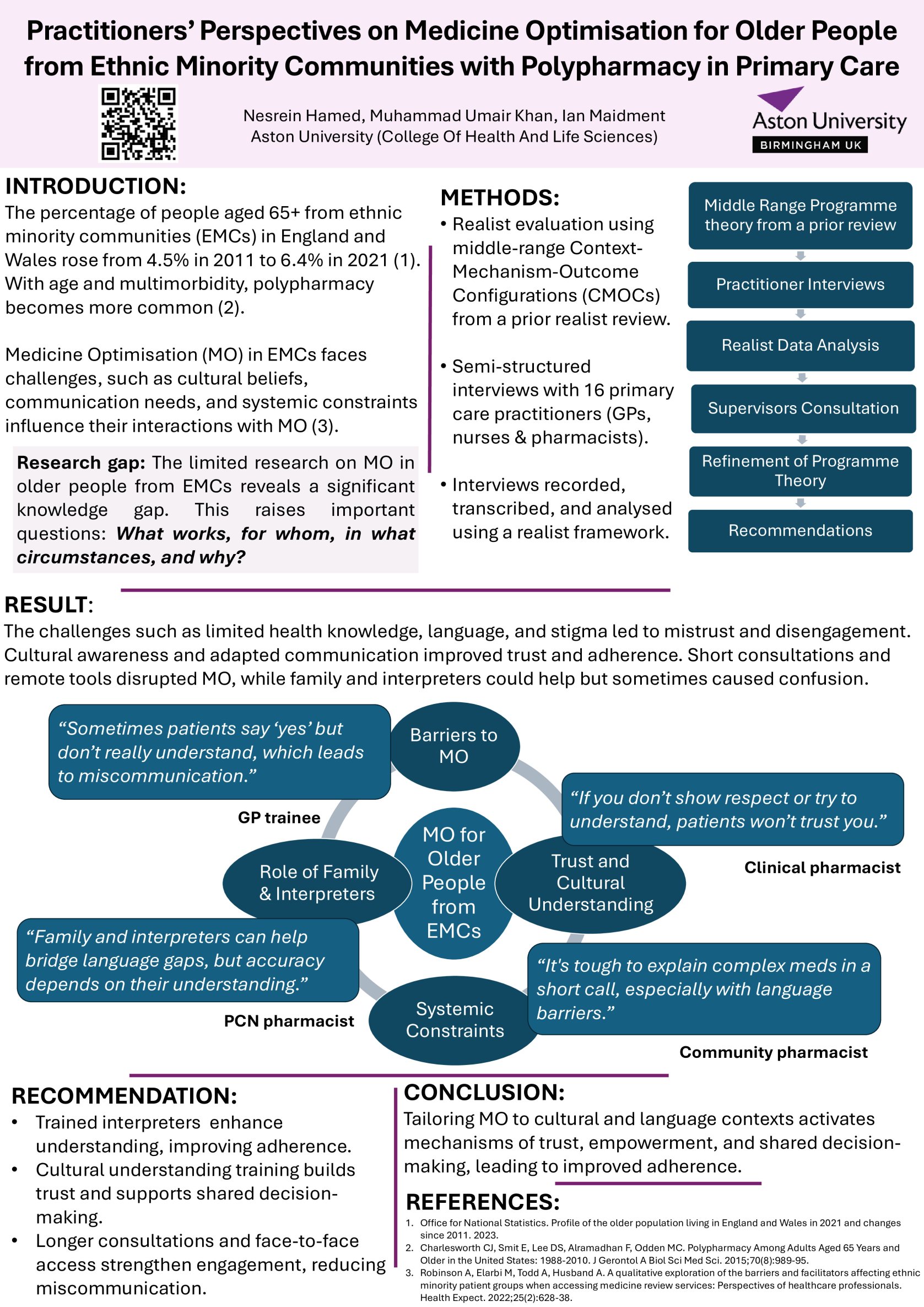 Practitioners’ Perspectives on Medicine Optimisation for Older People from Ethnic Minority Communities with Polypharmacy in Primary Care poster preview image
