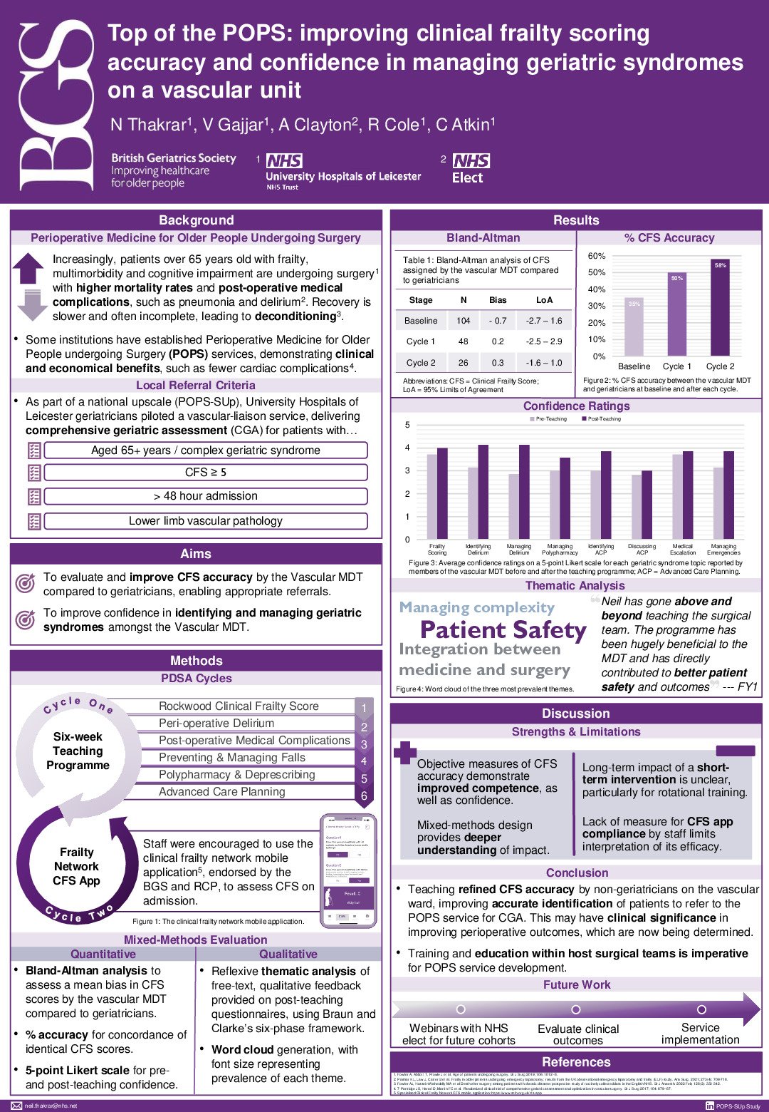 Top of the POPS: improving clinical frailty scoring accuracy and confidence in managing geriatric syndromes on a vascular unit  poster preview image