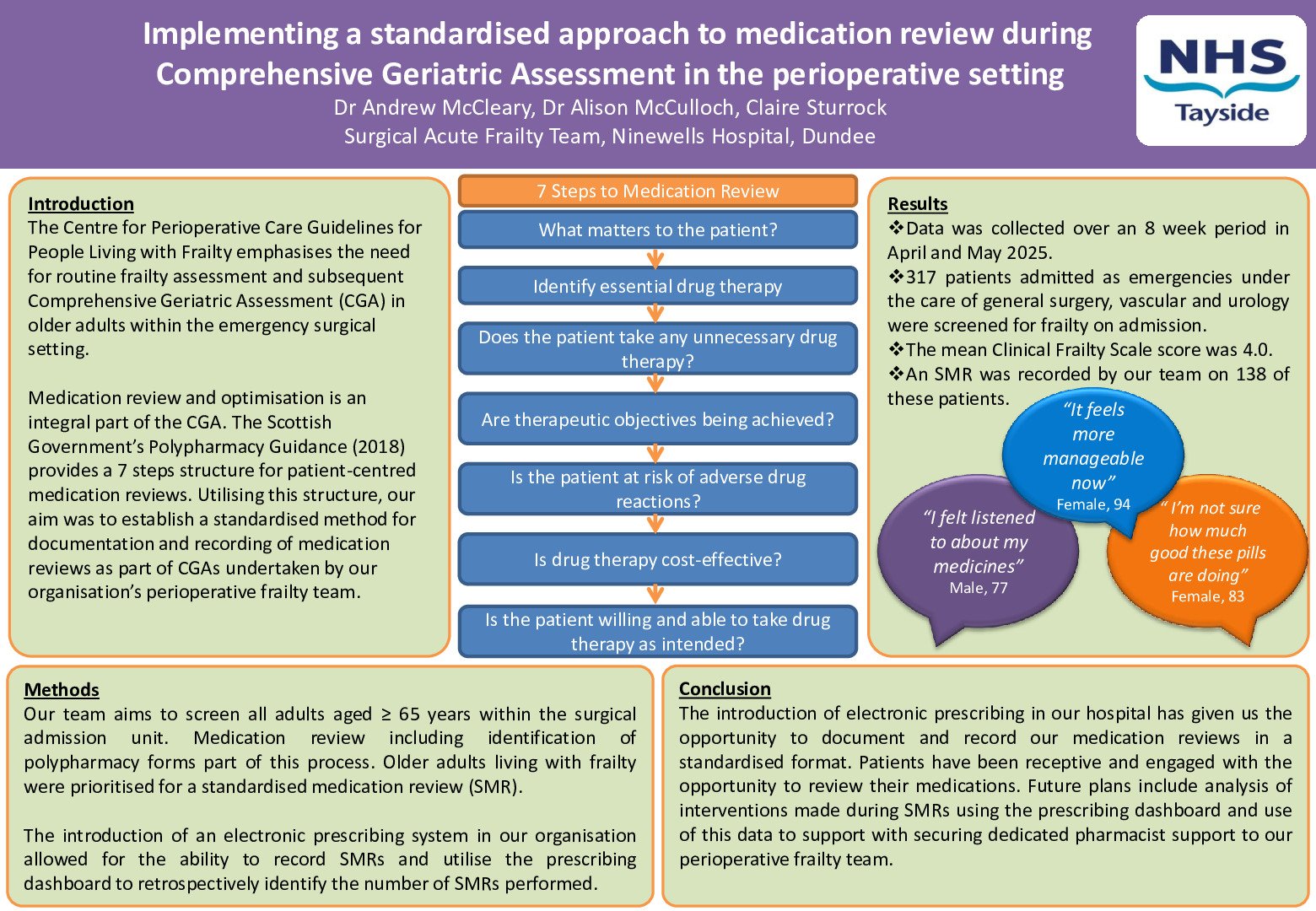 Implementing a standardised approach to medication review during Comprehensive Geriatric Assessment in the perioperative setting poster preview image