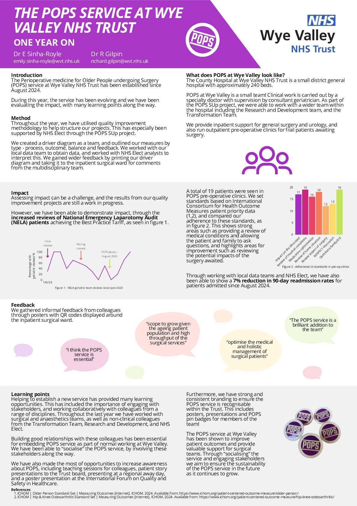 The POPS service at Wye Valley NHS Trust - One year on poster preview image