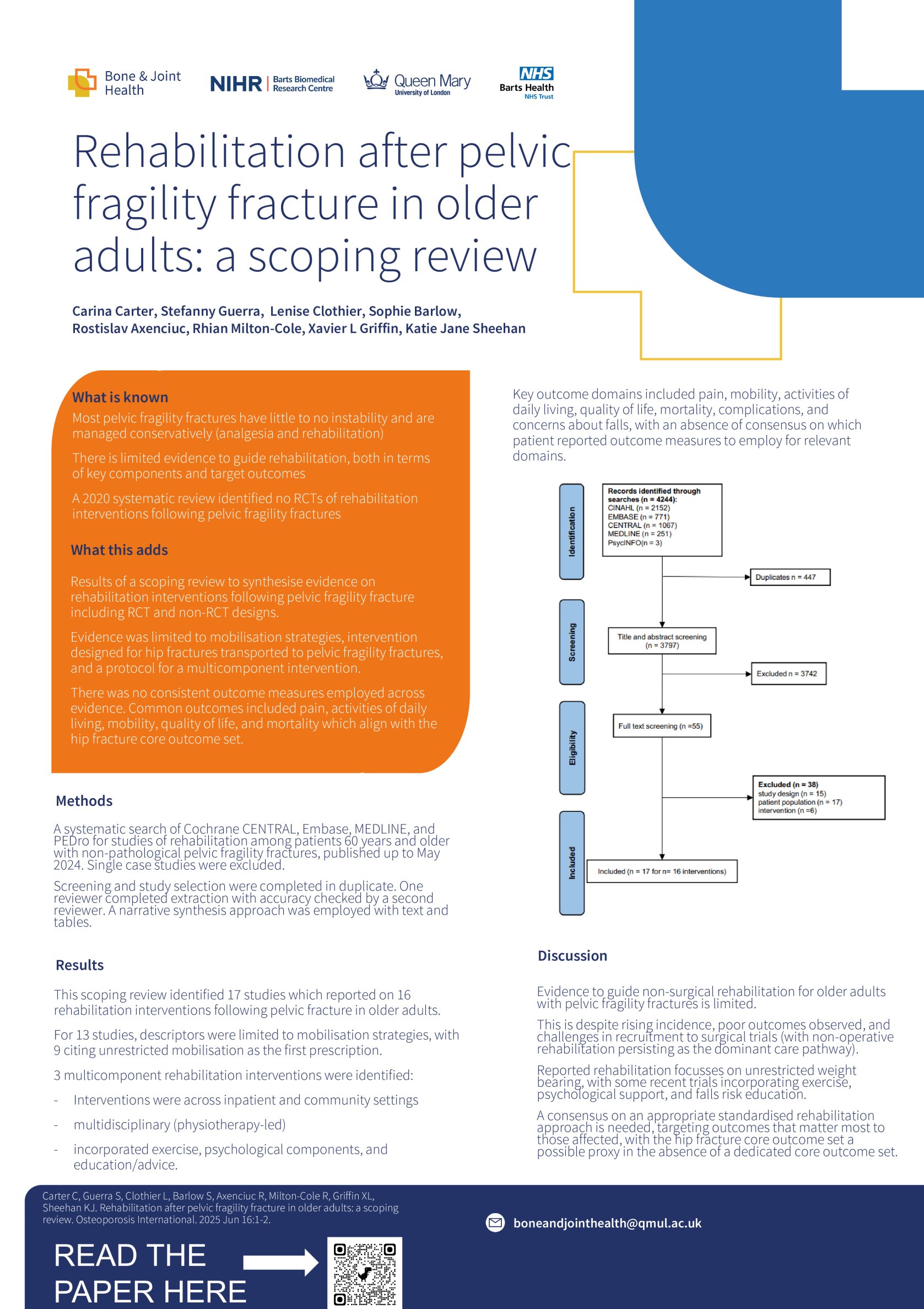 REHABILITATION AFTER PELVIC FRAGILITY FRACTURE IN OLDER ADULTS: A SCOPING REVIEW poster preview image