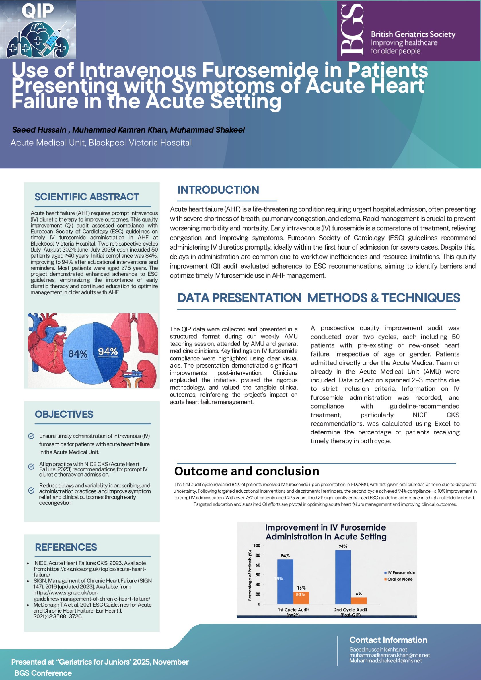 Use of Intravenous Furosemide in Patients Presenting with Symptoms of Acute Heart Failure in the Acute Setting: A Quality Improvement Project poster preview image