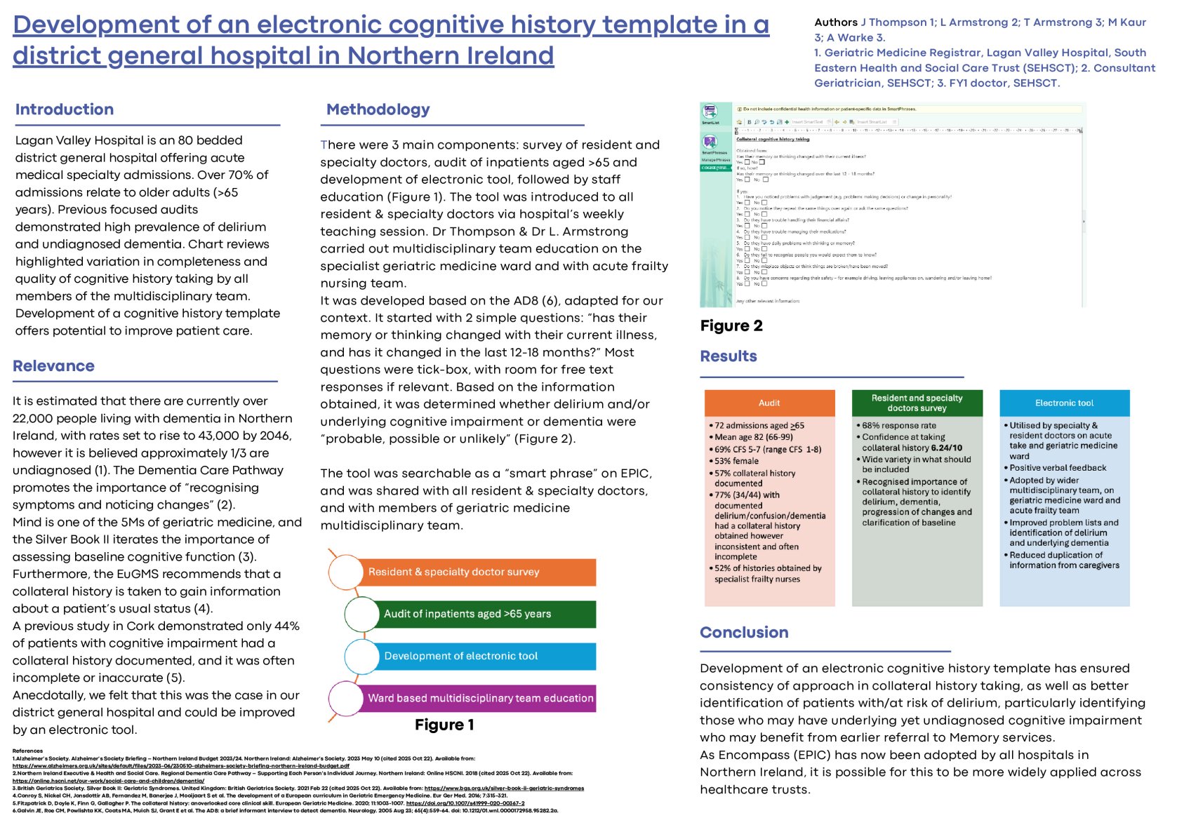 Development of an electronic cognitive history template in a district general hospital in Northern Ireland poster preview image