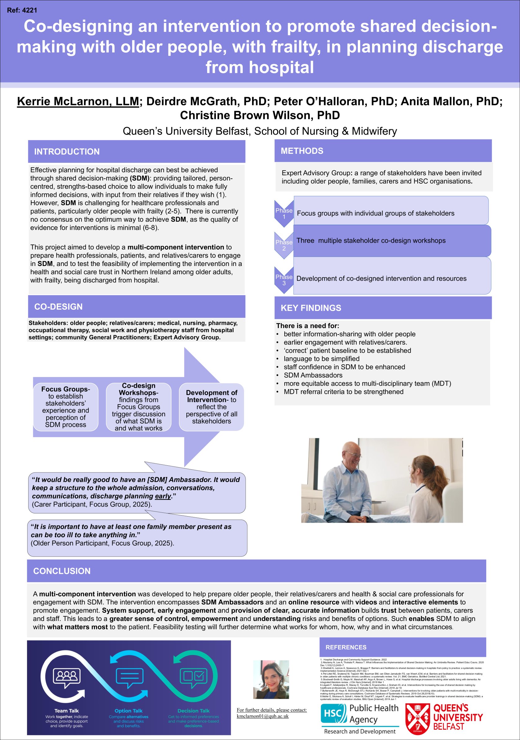 Co-designing an intervention to promote shared decision-making with older people, with frailty, in planning discharge from hospital  poster preview image