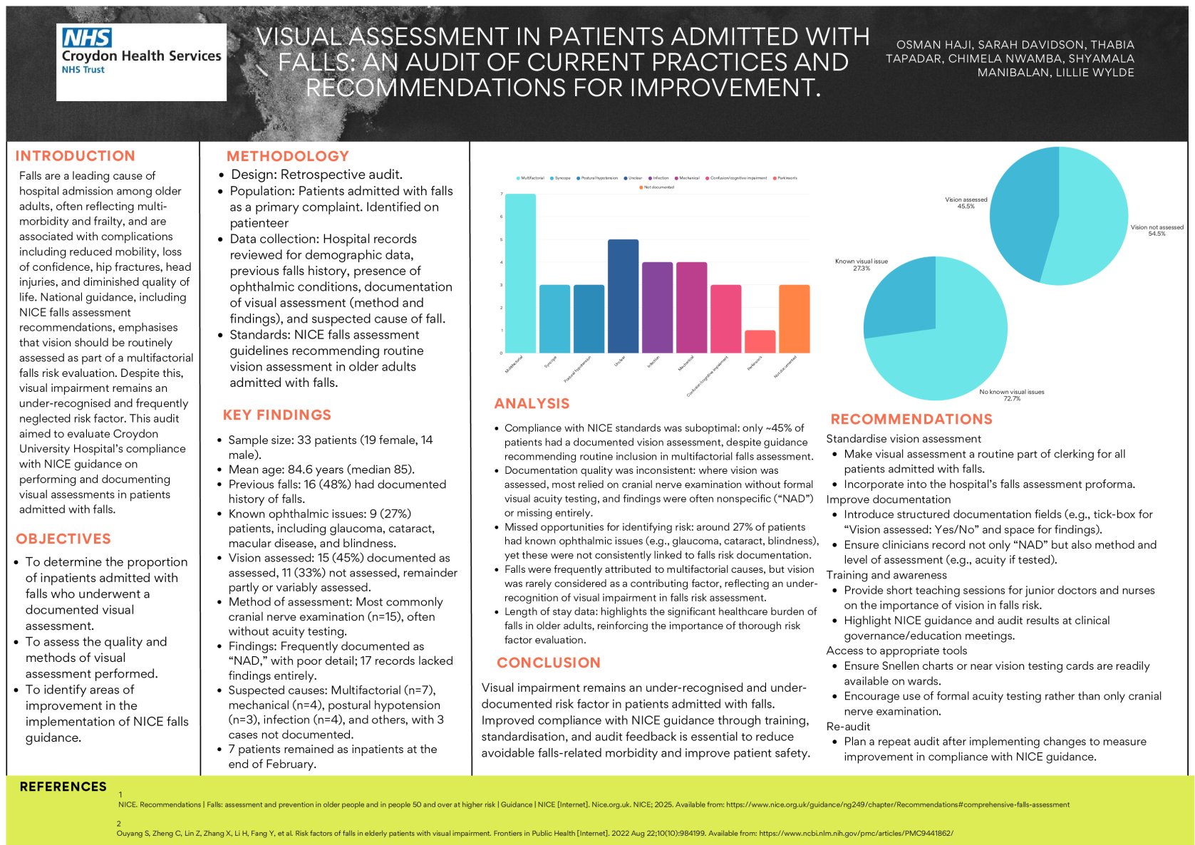 Visual assessment in patients admitted with falls: an audit of current practices and recommendations for improvement. poster preview image