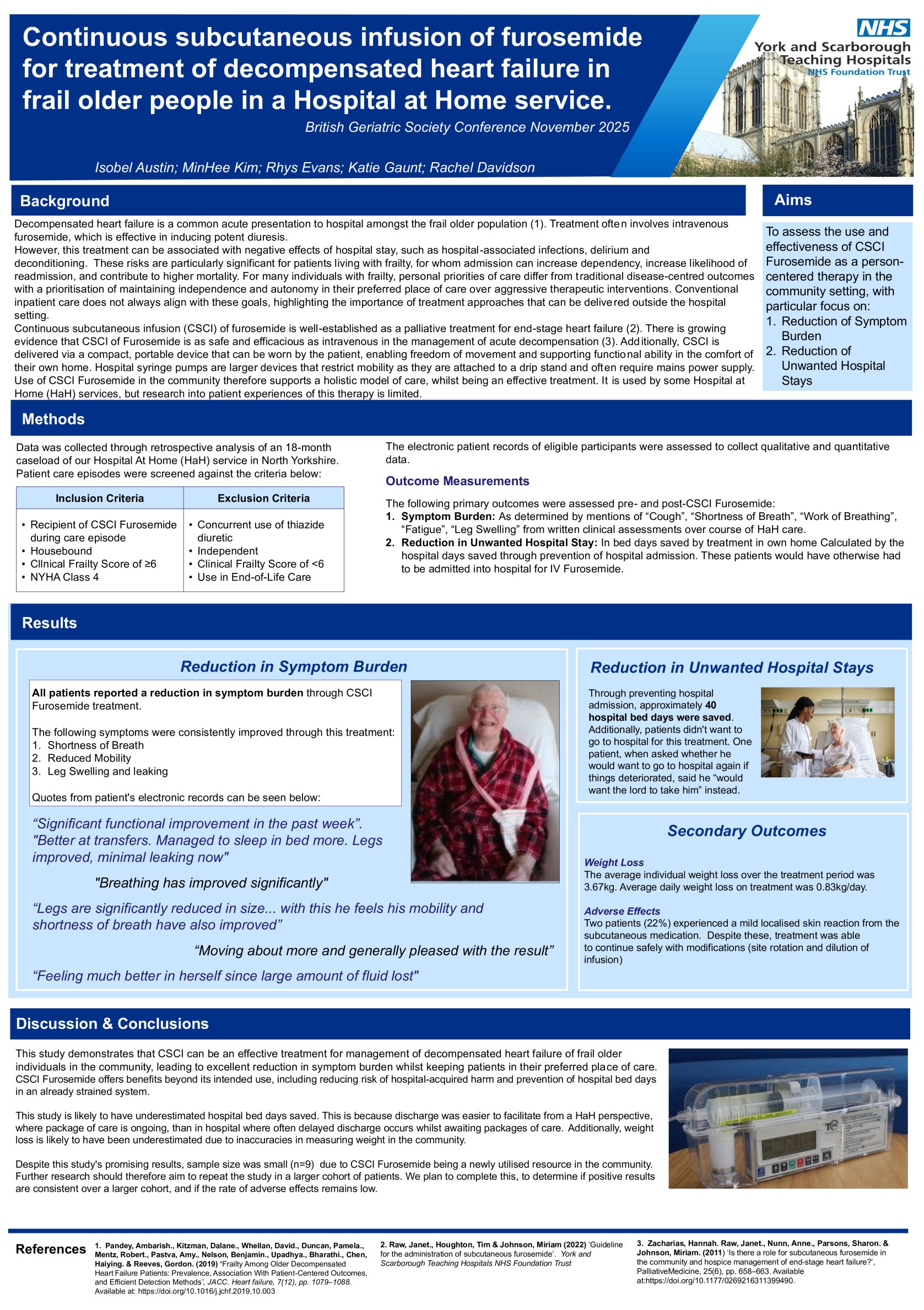  Continuous subcutaneous infusion of furosemide for treatment of decompensated heart failure in frail older people in a Hospital at Home Service poster preview image