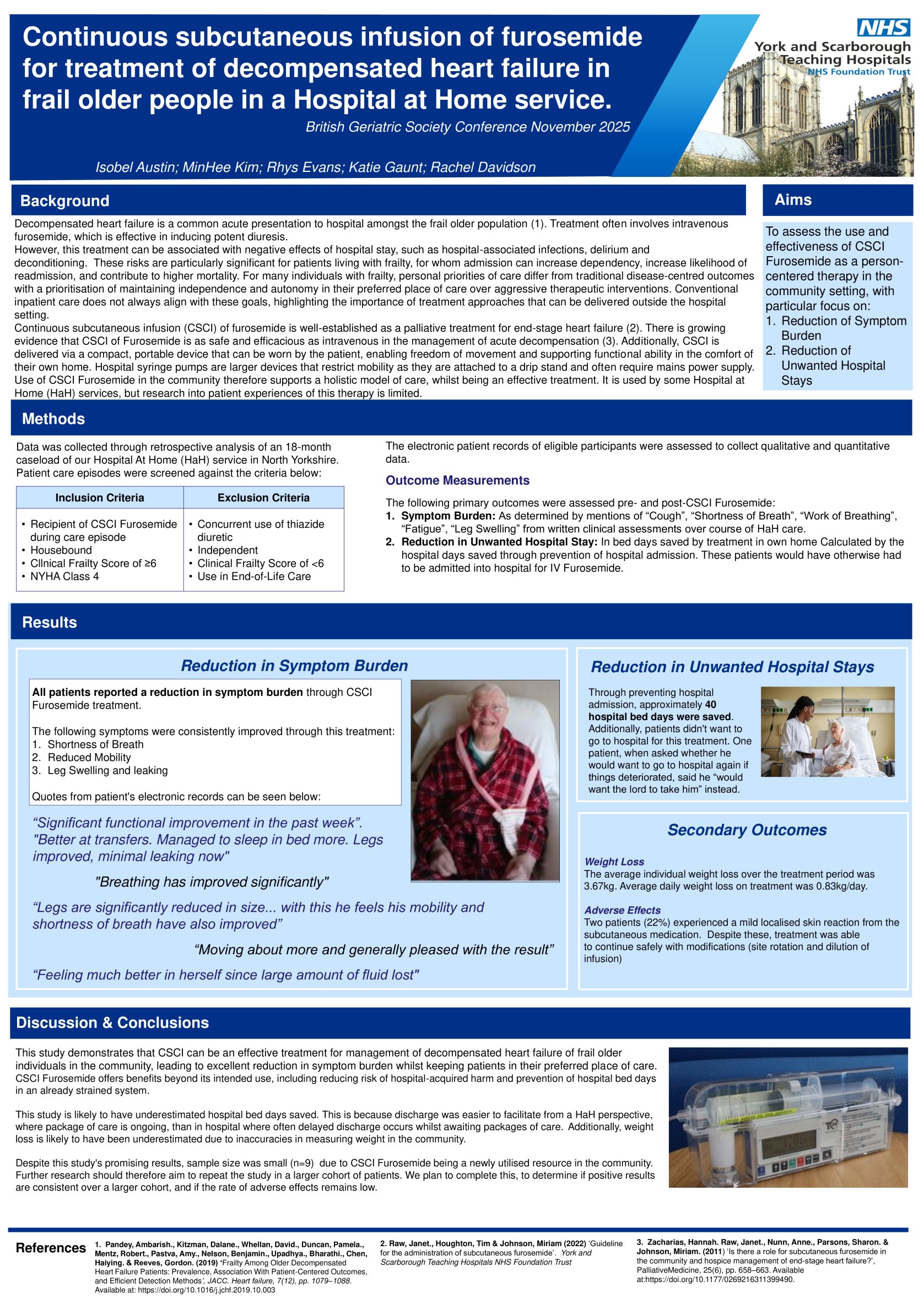 Continuous subcutaneous infusion of furosemide for treatment of decompensated heart failure in frail older people in a Hospital poster preview image