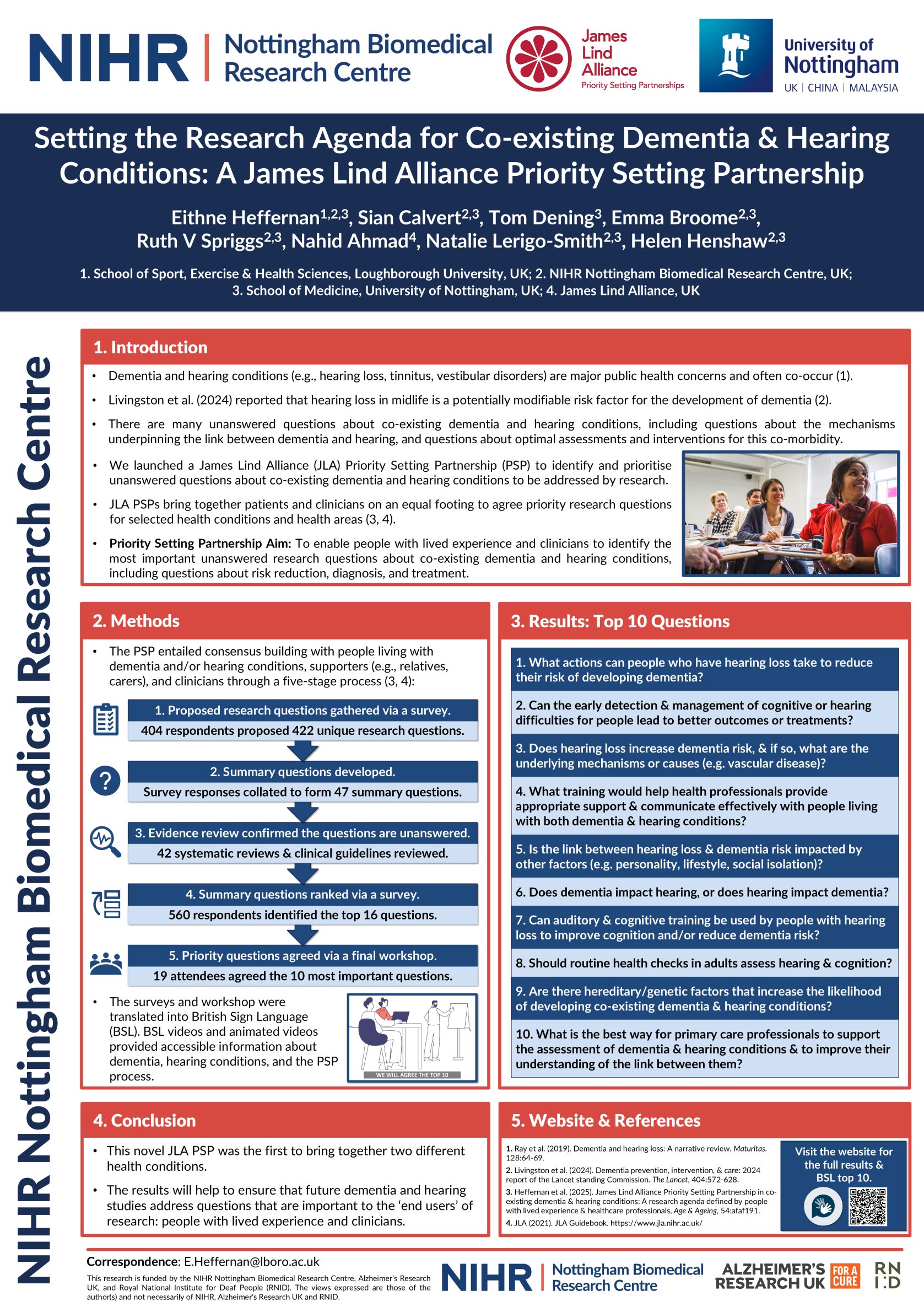 Setting the Research Agenda for Co-existing Dementia and Hearing Conditions: A James Lind Alliance Priority Setting Partnership poster preview image