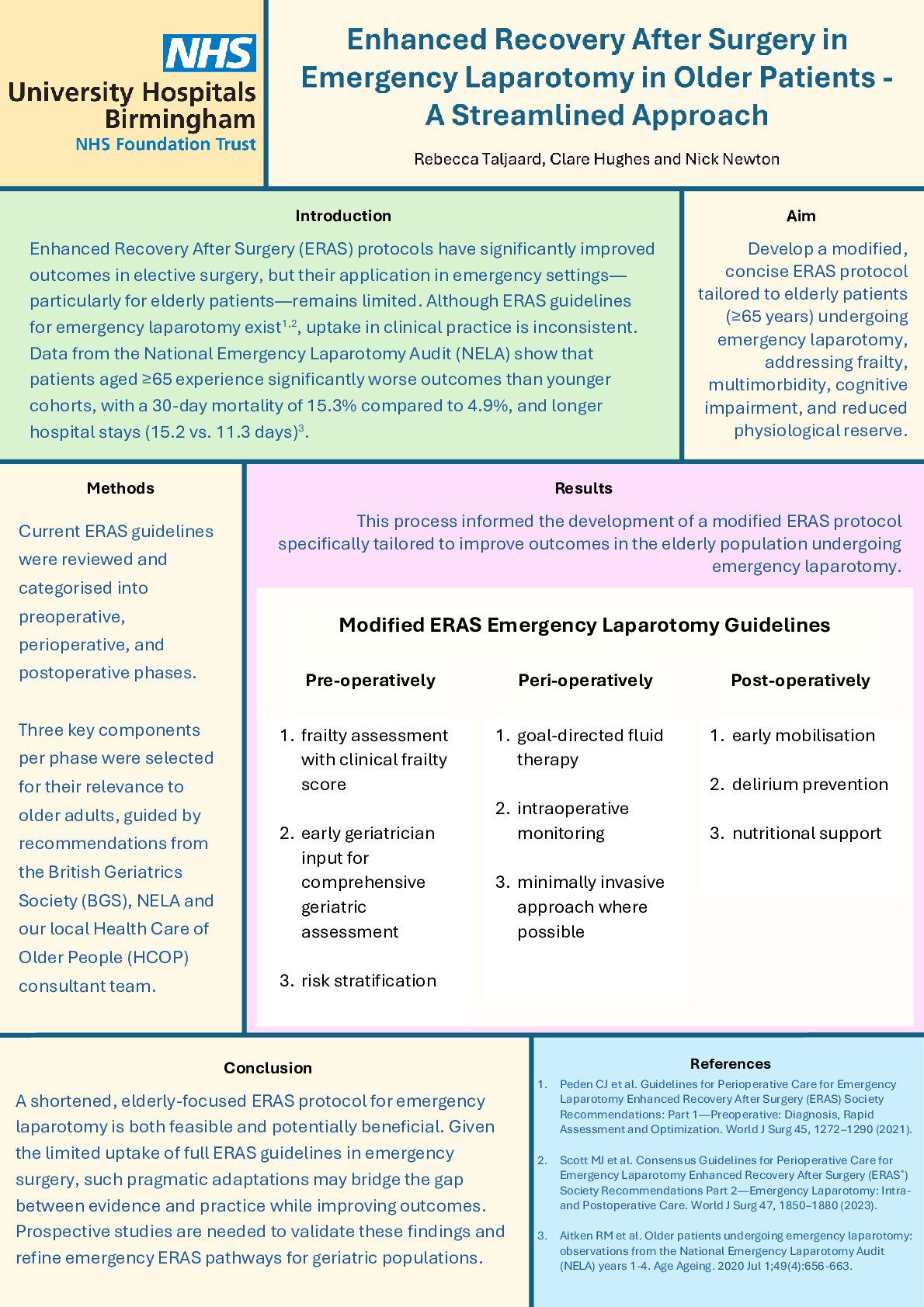 Enhanced Recovery After Surgery in Emergency Laparotomy in Older Patients - A Streamlined Approach poster preview image
