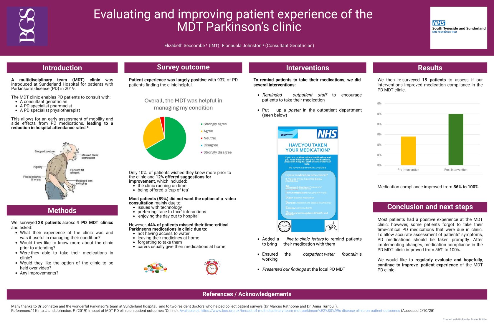 Evaluating and improving patient experience of the MDT Parkinson’s clinic poster preview image