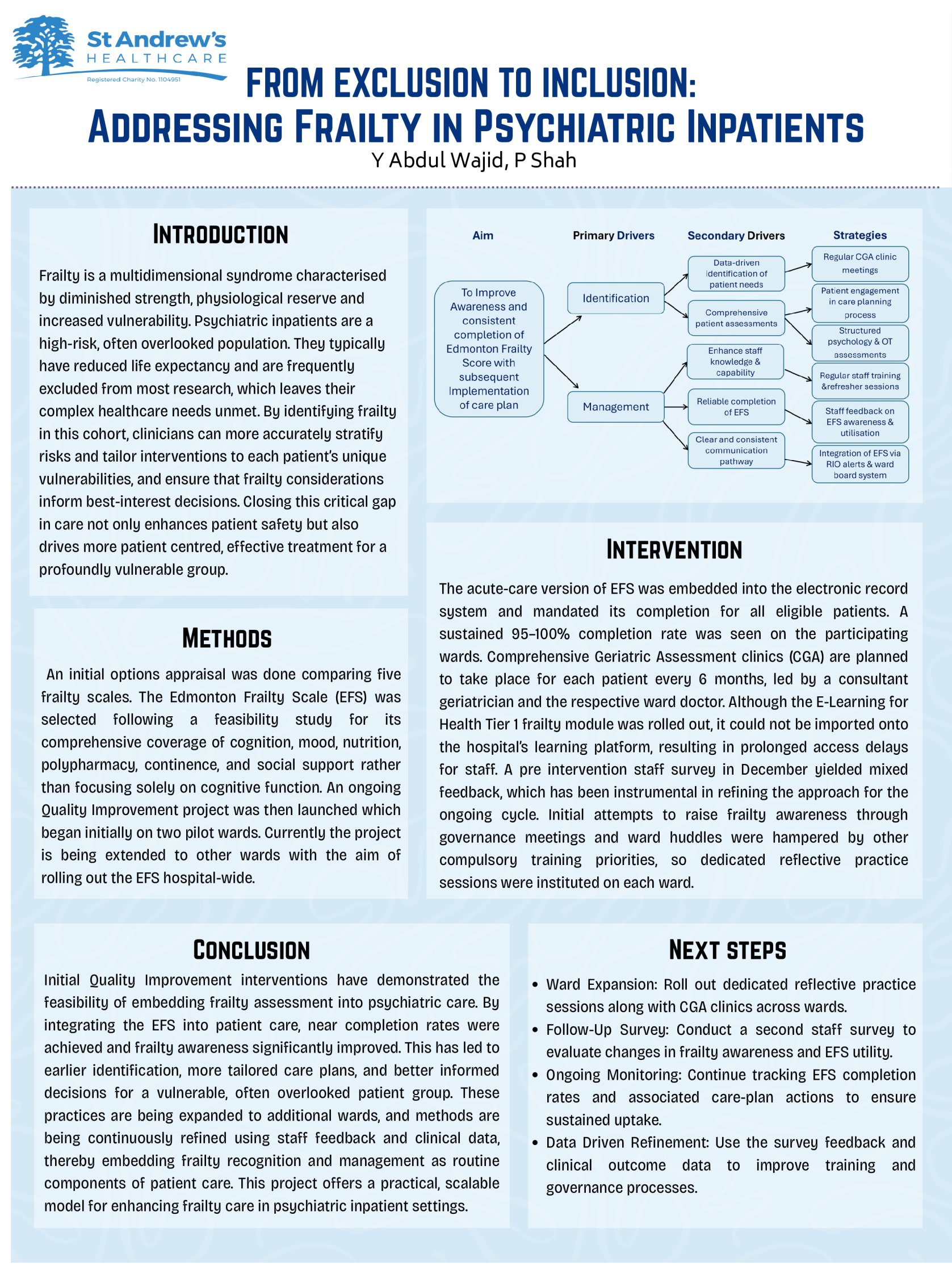 From Exclusion to Inclusion: Addressing Frailty in a Psychiatric Inpatient Population poster preview image