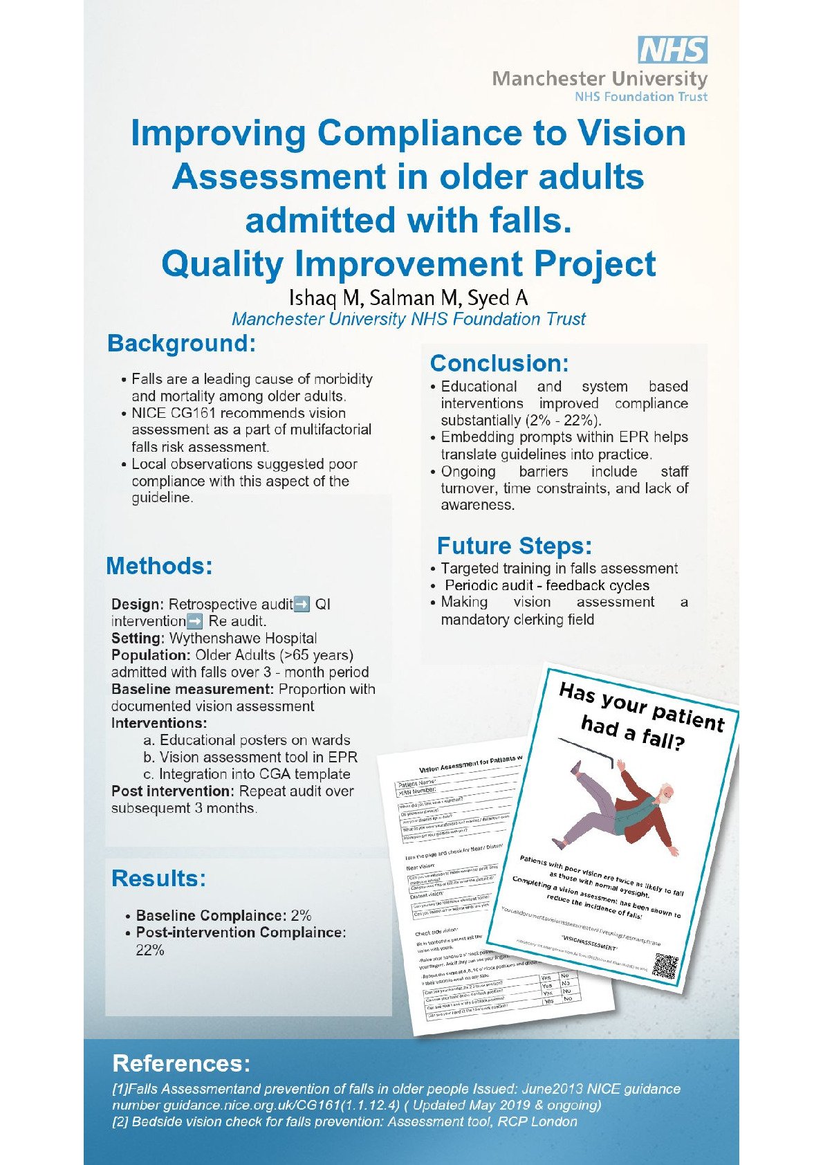 Improving Compliance with Vision Assessment in Older Adults admitted with falls:  A Quality Improvement Project poster preview image
