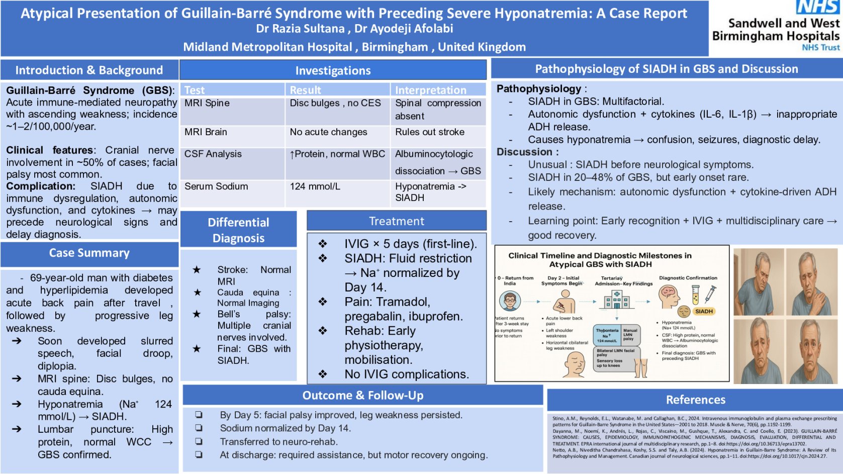 Atypical Presentation of Guillain-Barré Syndrome with Preceding Severe Hyponatremia poster preview image