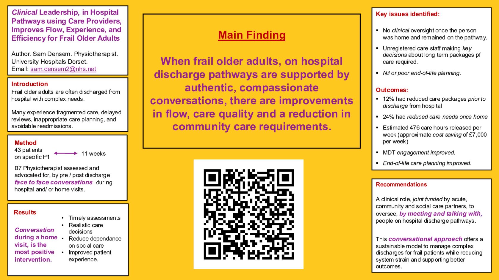 Abstract title : Clinical Leadership in Pathways using Care Providers: Improving Flow, Experience, and Efficiency for Frail Older Adults poster preview image