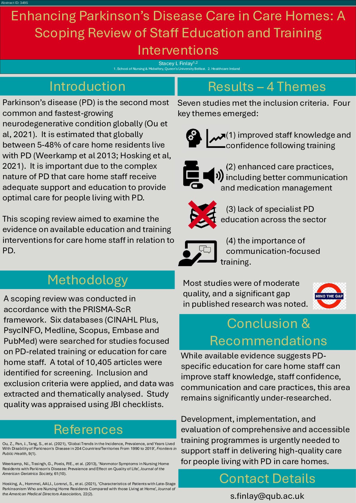 Enhancing Parkinson’s Disease Care in Care Homes: A Scoping Review of Staff Education and Training Interventions poster preview image