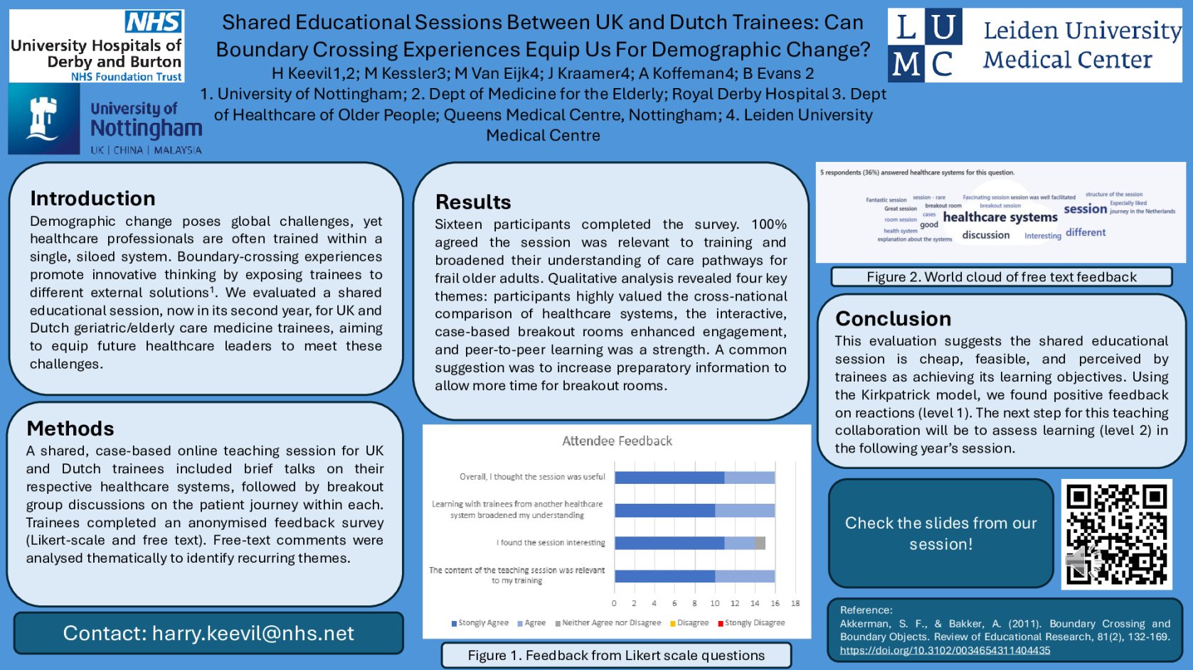 Shared educational sessions between UK and Dutch trainees: can boundary-crossing experiences equip us for demographic change? poster preview image