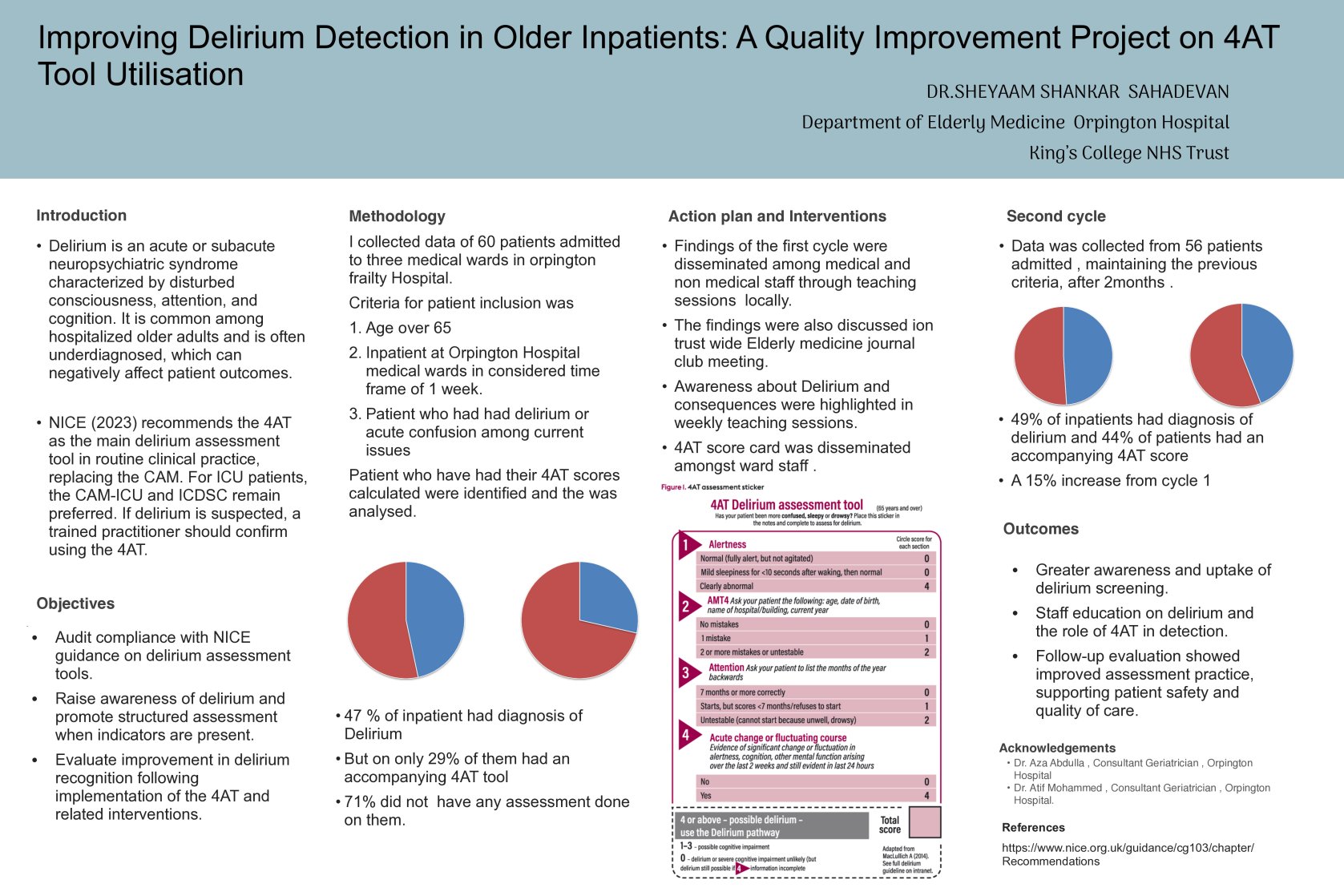 Improving Delirium Detection in Older Inpatients: A Quality Improvement Project on 4AT Tool Utilisation poster preview image