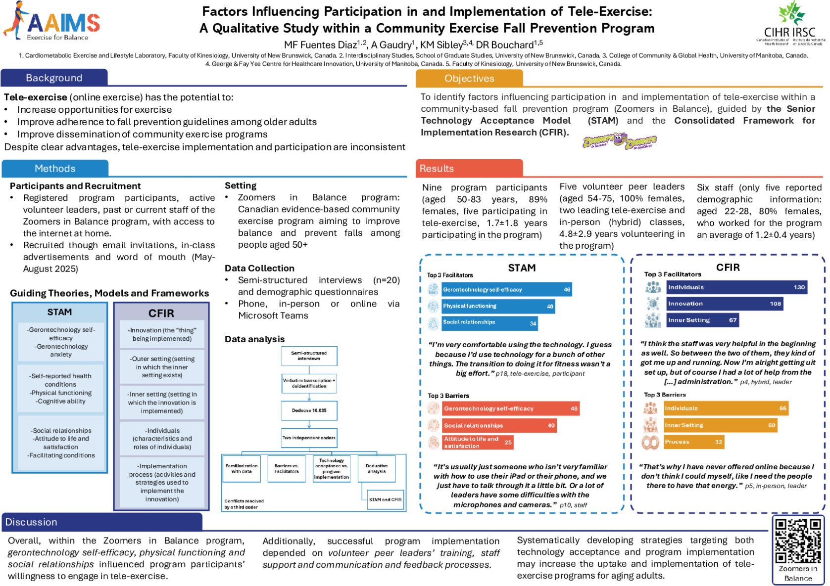 Factors Influencing Participation in and Implementation of Tele-Exercise: A Qualitative Study within a Community-Based Fall Prevention Program poster preview image
