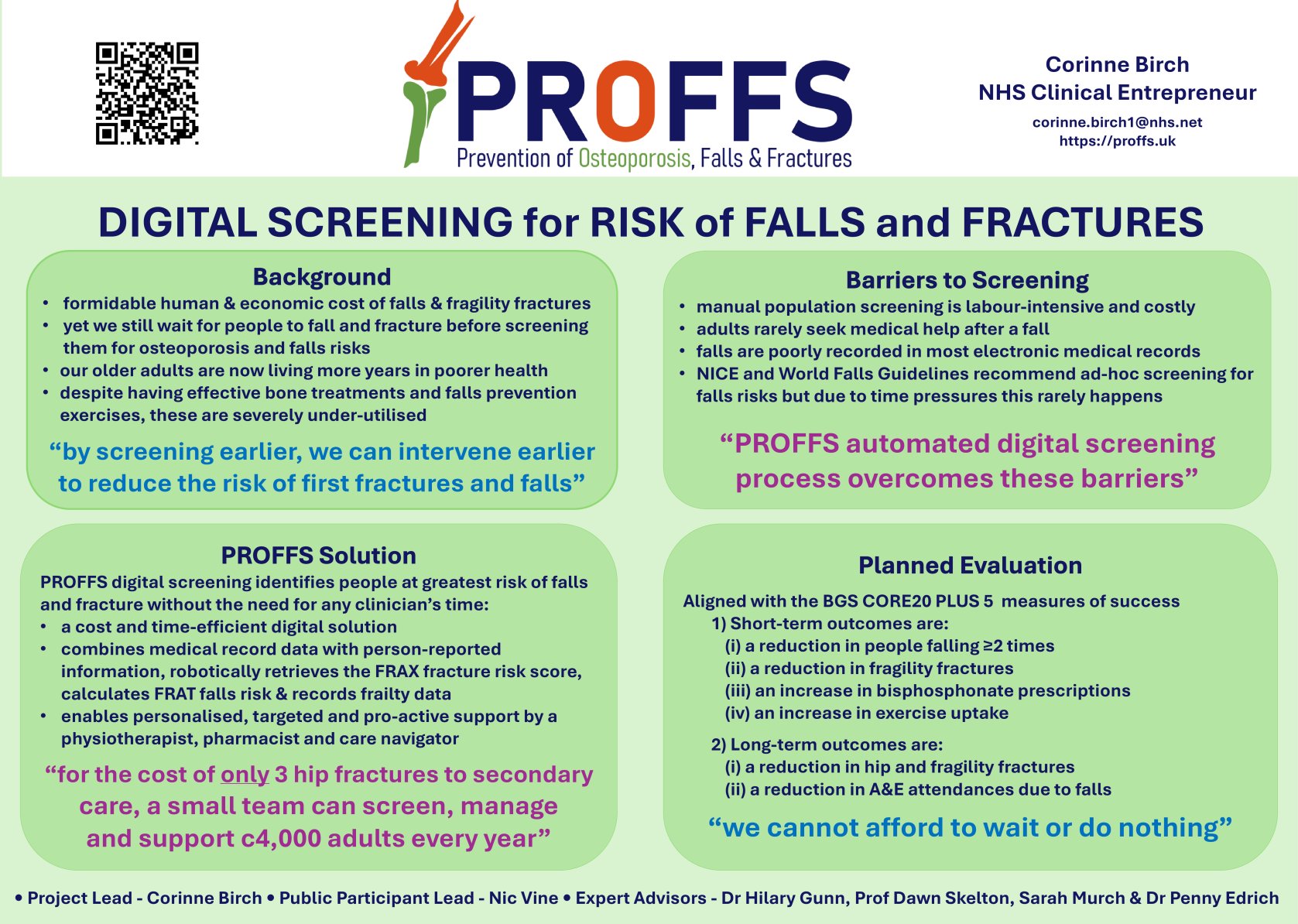 Prevention of Osteoporosis Falls and Fractures (PROFFS): Automated Digital Screening and Proactive Intervention in Primary Care poster preview image