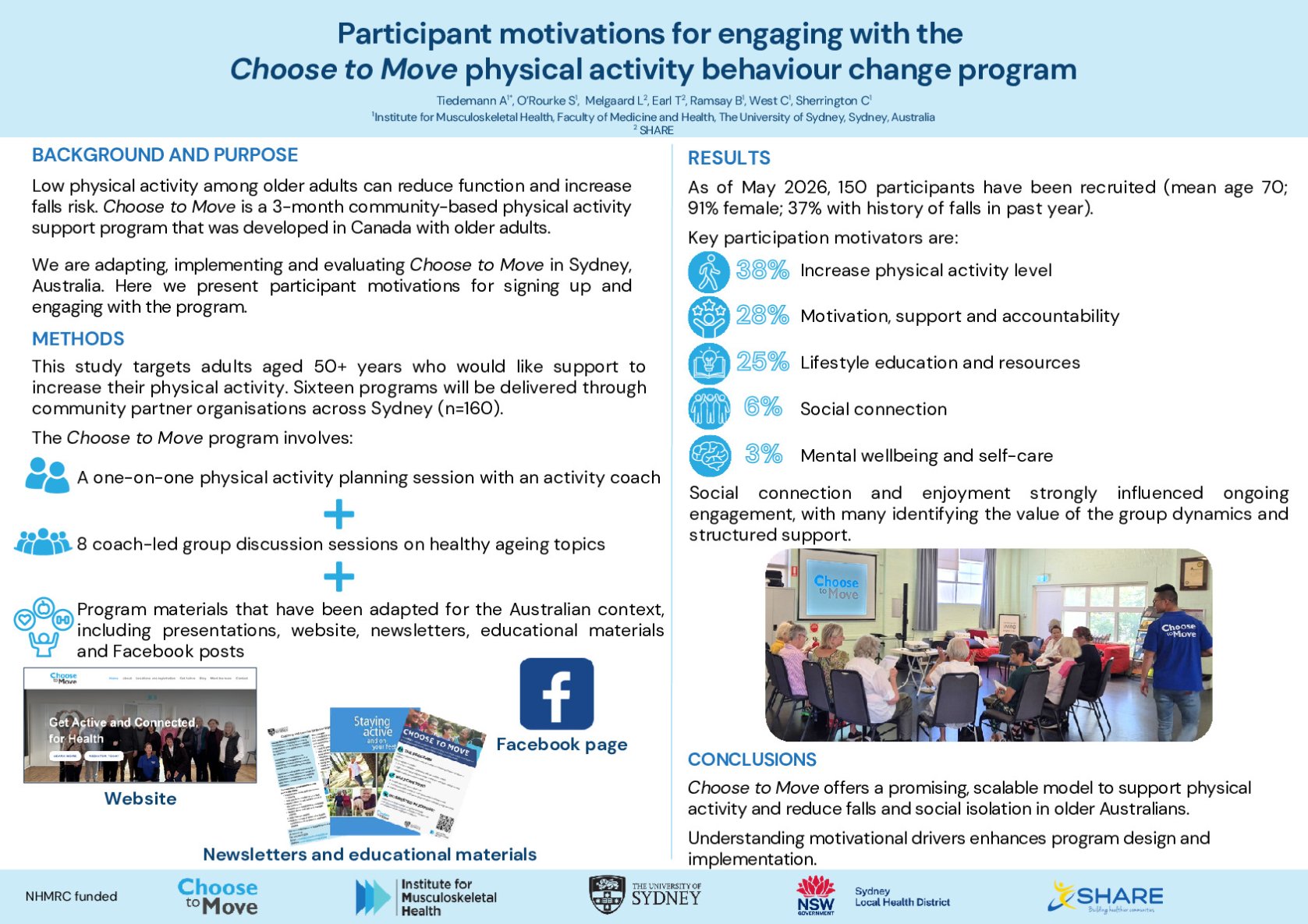 Participant motivations for engaging with the Choose to Move physical activity behaviour change program poster preview image