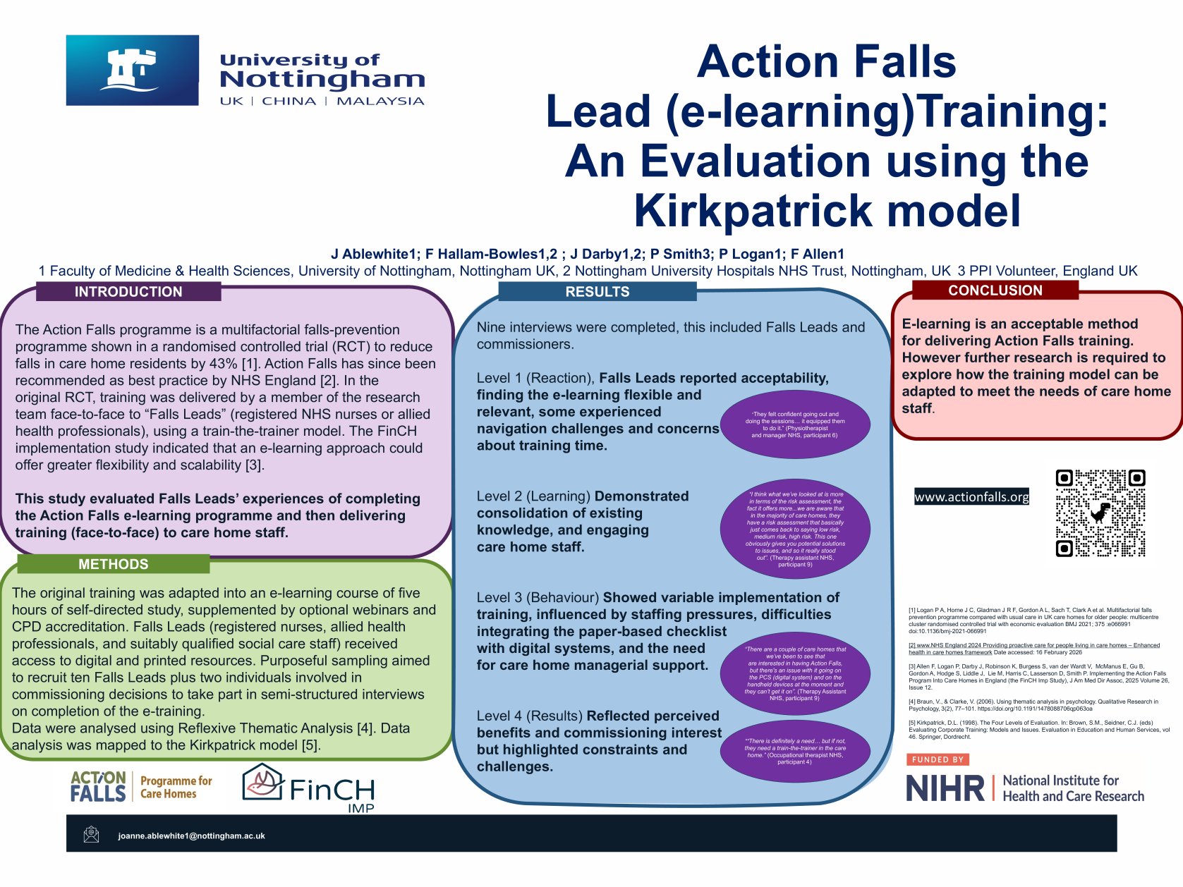 Action Falls Lead (e-learning) Training: An Evaluation using the Kirkpatrick model poster preview image