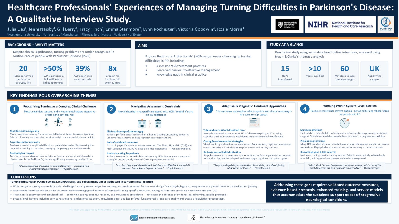 Healthcare professionals' experiences of managing turning difficulties in Parkinson's disease: A qualitative interview study poster preview image