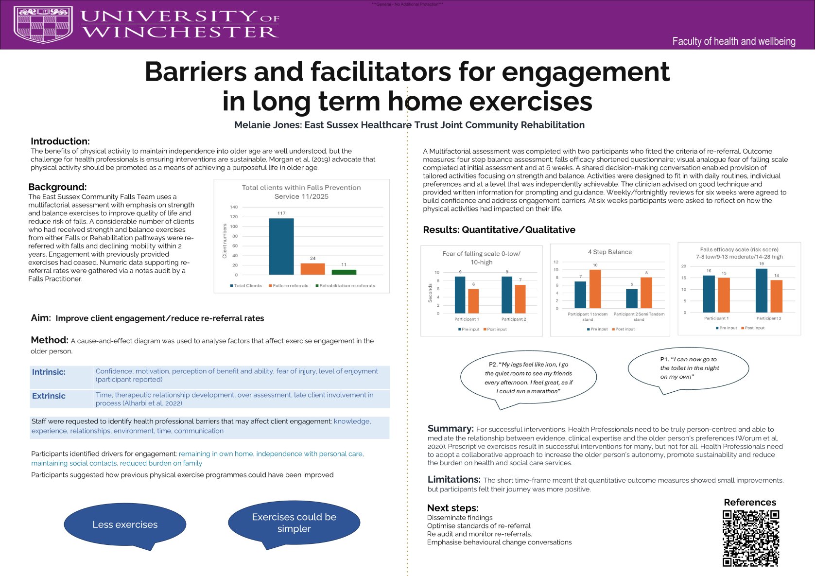 Barriers and Facilitators for engagement in long term home exercises poster preview image