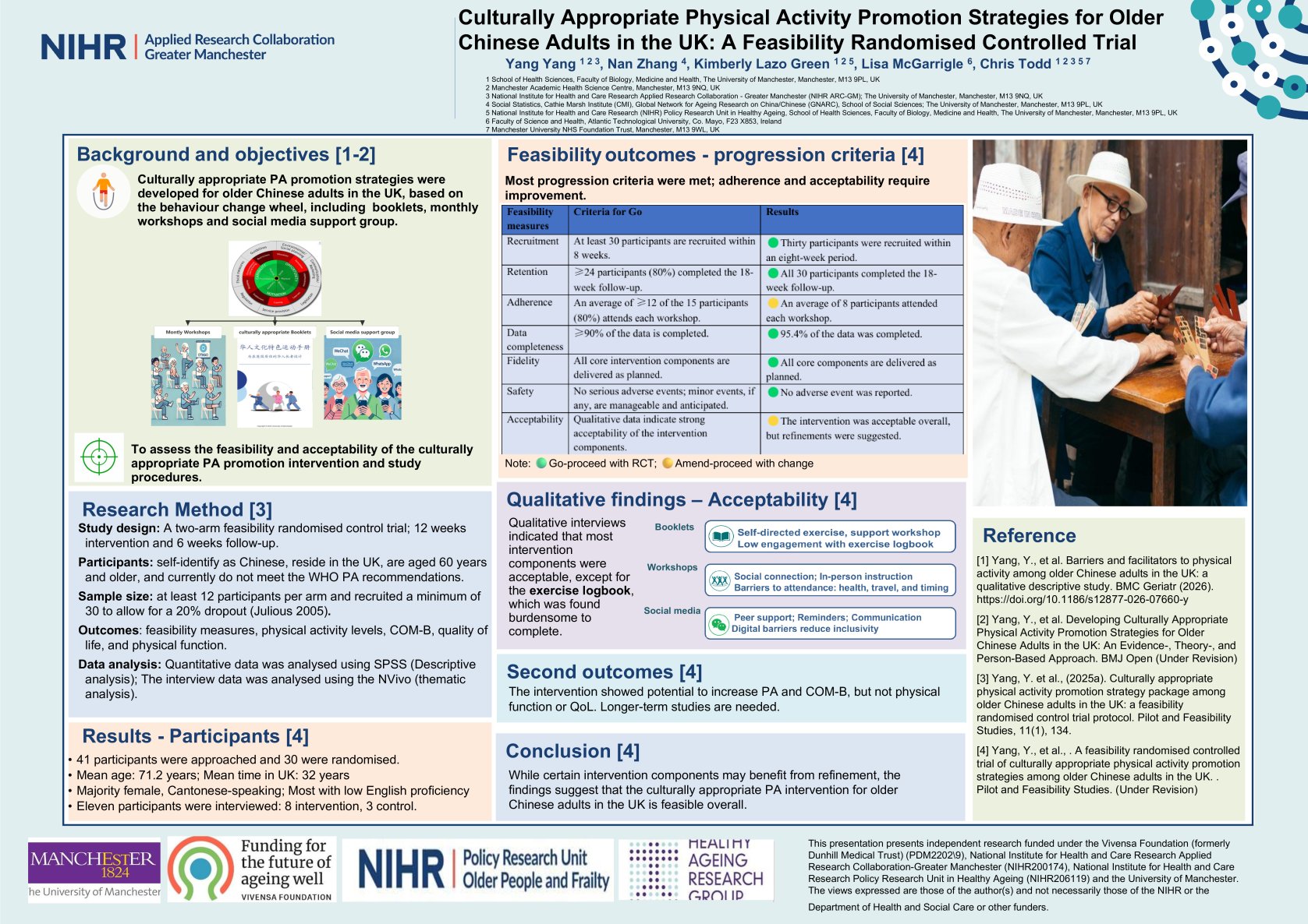 Culturally Appropriate Physical Activity Promotion Strategies for Older    Chinese Adults in the UK: A Feasibility Randomised Controlled Trial poster preview image