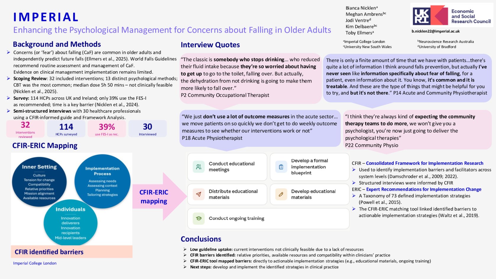Clinical Management of Concerns About Falling: Gaps, Barriers and Future Directions poster preview image