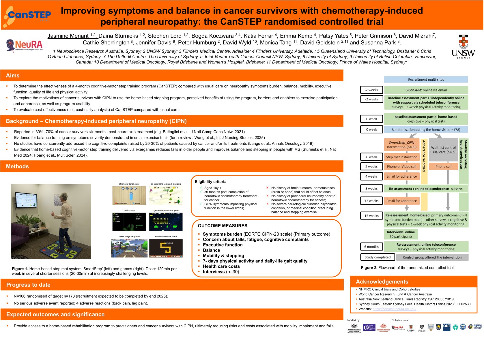 Improving symptoms and balance in cancer survivors with chemotherapy-induced peripheral neuropathy: the CanSTEP trial poster preview image