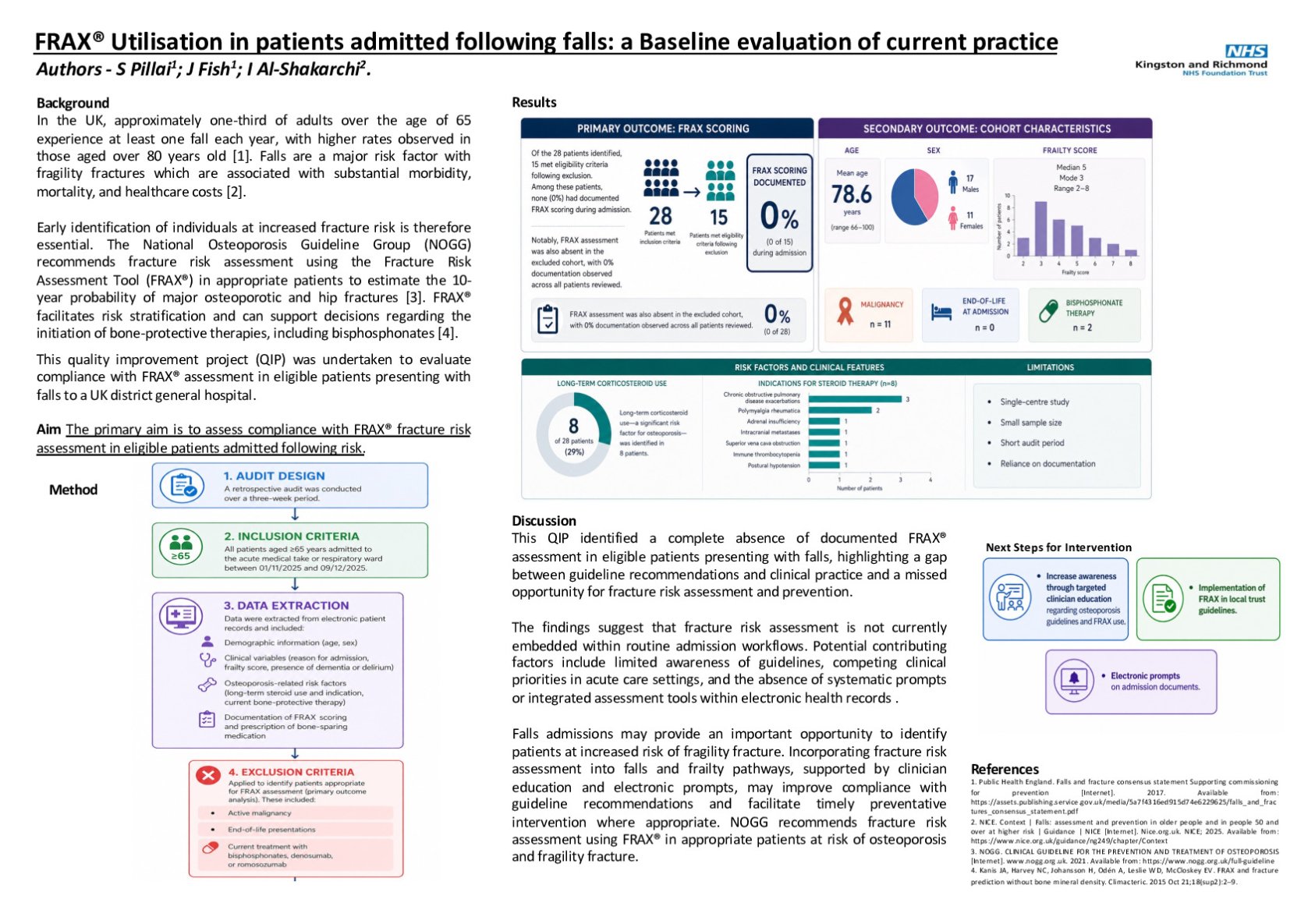 FRAX® Utilisation in patients admitted following falls: a Baseline evaluation of current practice. poster preview image