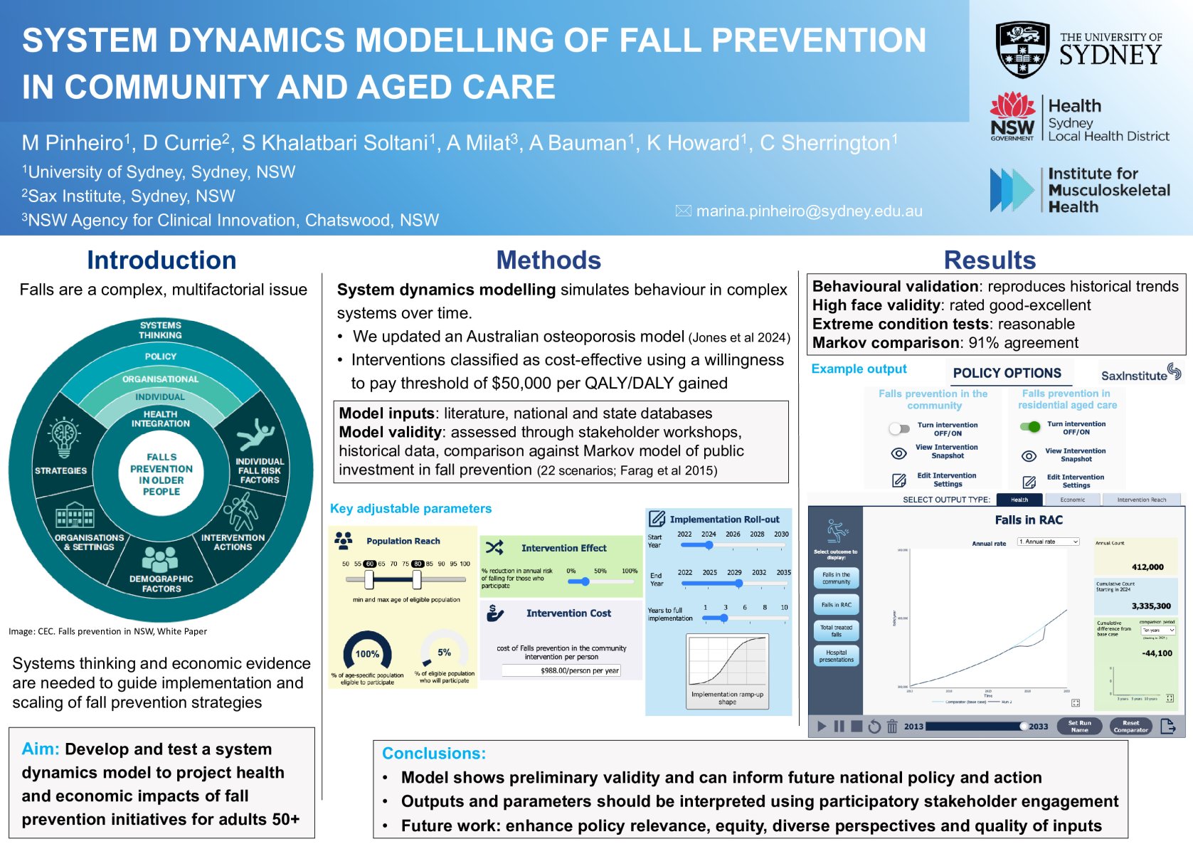 System dynamics modelling of fall prevention in community and aged care  poster preview image