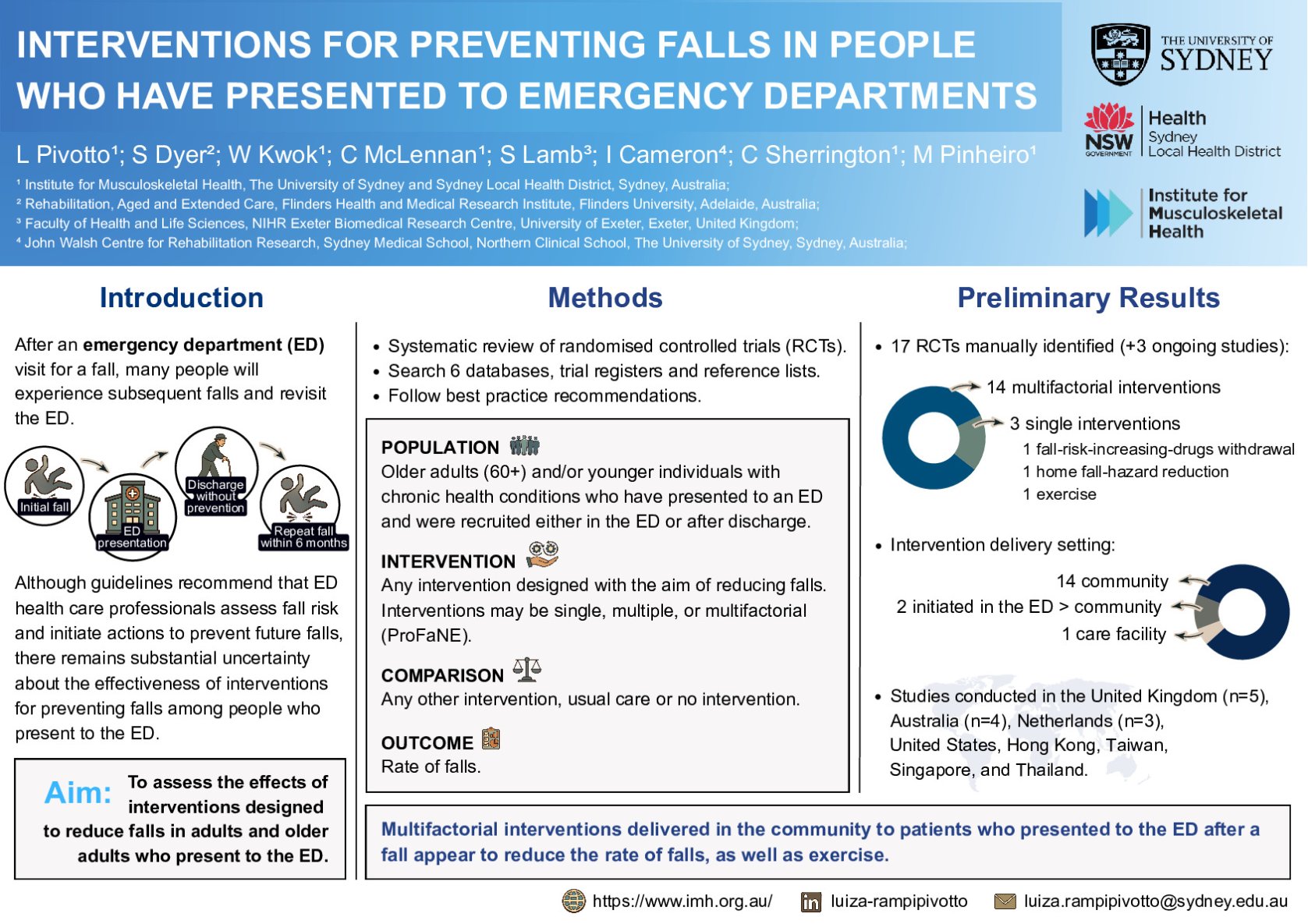 Interventions for preventing falls in people who have presented to emergency departments poster preview image