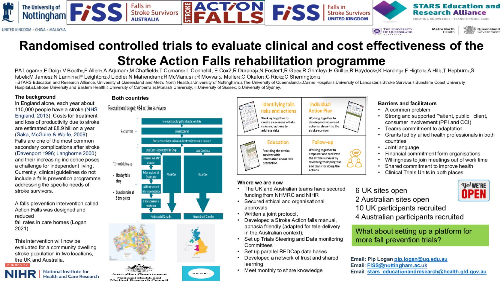 Randomised controlled trials to evaluate clinical and cost effectiveness of the Stroke Action Falls rehabilitation programme poster preview image