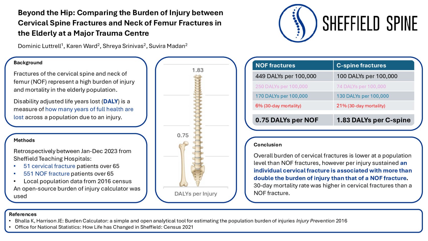 Beyond the Hip: Comparing the Burden of Injury between Cervical Spine Fractures and Neck of Femur Fractures in the Elderly poster preview image