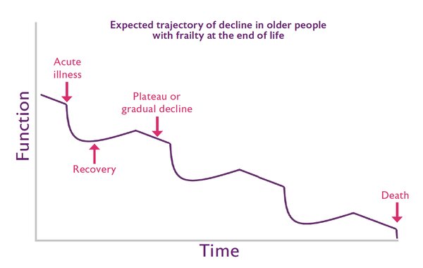 Expected trajectory of decline in older people with frailty at the end of life