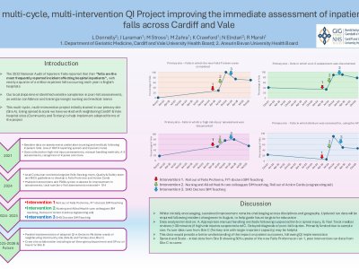 A multi-cycle, multi-intervention QI Project improving the immediate assessment of inpatient falls across Cardiff and Vale poster preview image