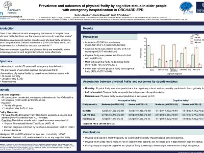 Prevalence and outcomes of physical frailty by cognitive status in older people with emergency hospitalisation in ORCHARD-EPR poster preview image