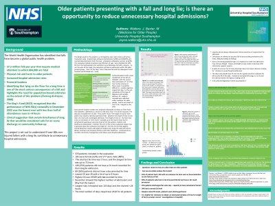 Older patients presenting with a fall and long lie; is there an opportunity to reduce unnecessary hospital admissions? poster preview image