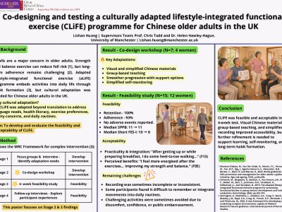 Developing a Chinese version of adapted Integrating Lifestyle Functional Exercise (CLiFE) Programme and Testing its Feasibility poster preview image