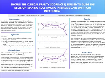 Should the Clinical Frailty Score (CFS) be used to guide decision-making among Intensive Care Unit (ICU) inpatients? poster preview image