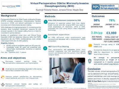 Virtual Perioperative Comprehensive Geriatric Assessment for Minimally Invasive Oesophagectomy: A POPS MDT Video Clinic Pilot poster preview image